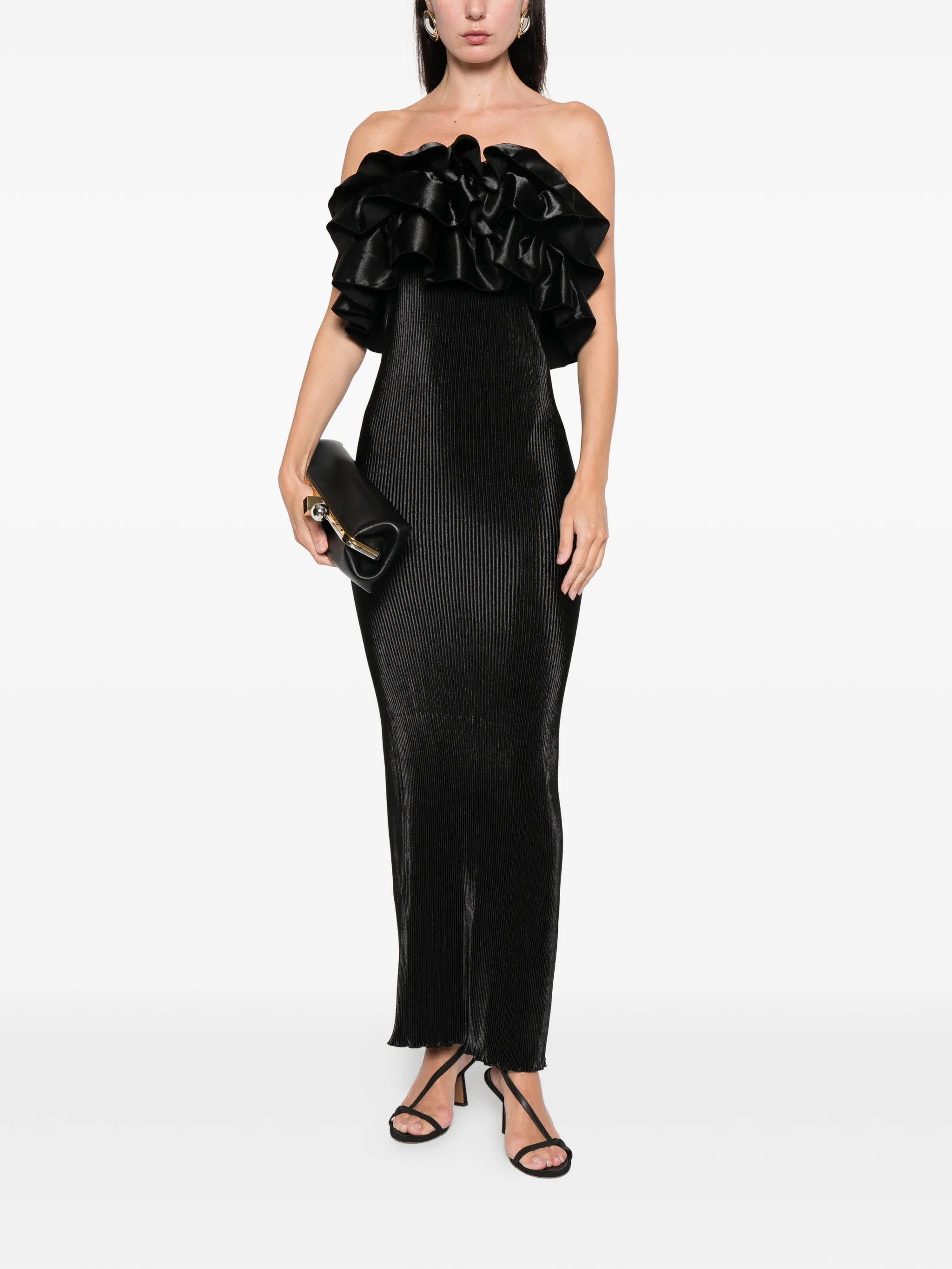 Paris ruffled-tube midi dress