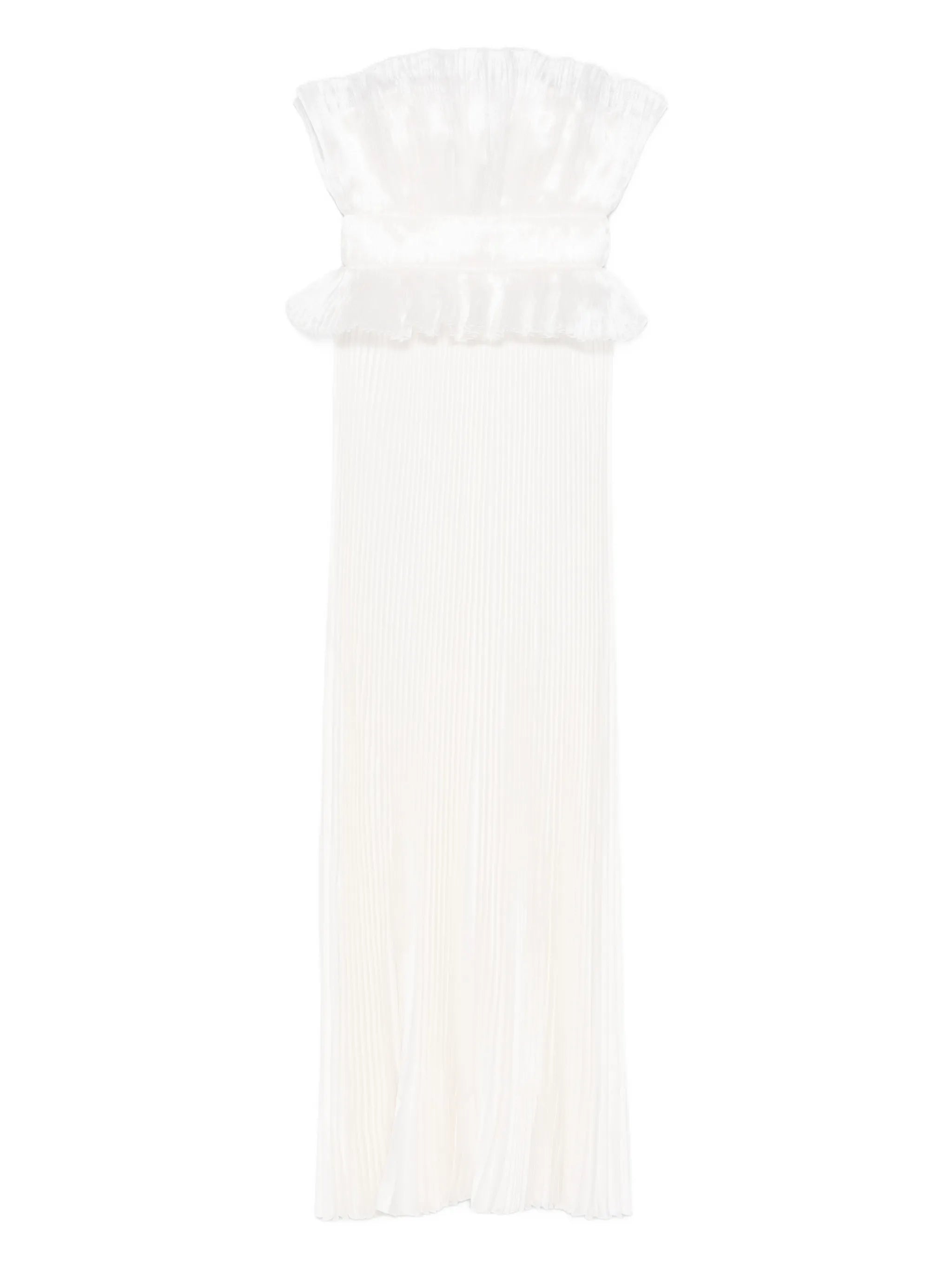 Masquerade ruffled-pleated maxi dress
