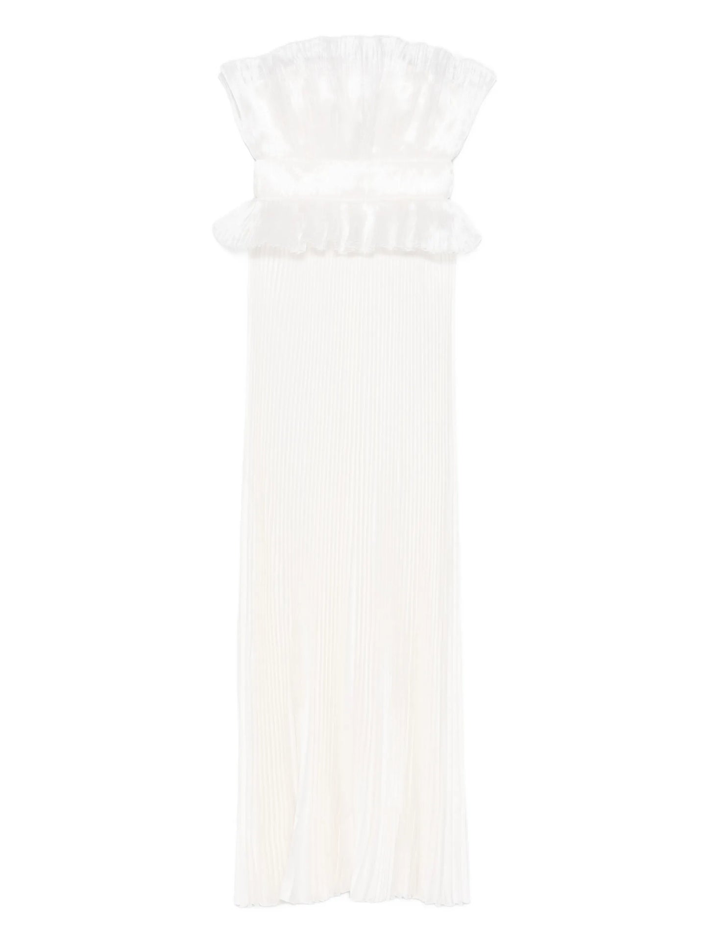 Masquerade ruffled-pleated maxi dress