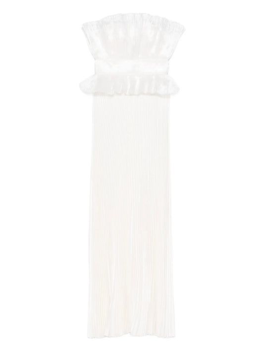 Masquerade ruffled-pleated maxi dress