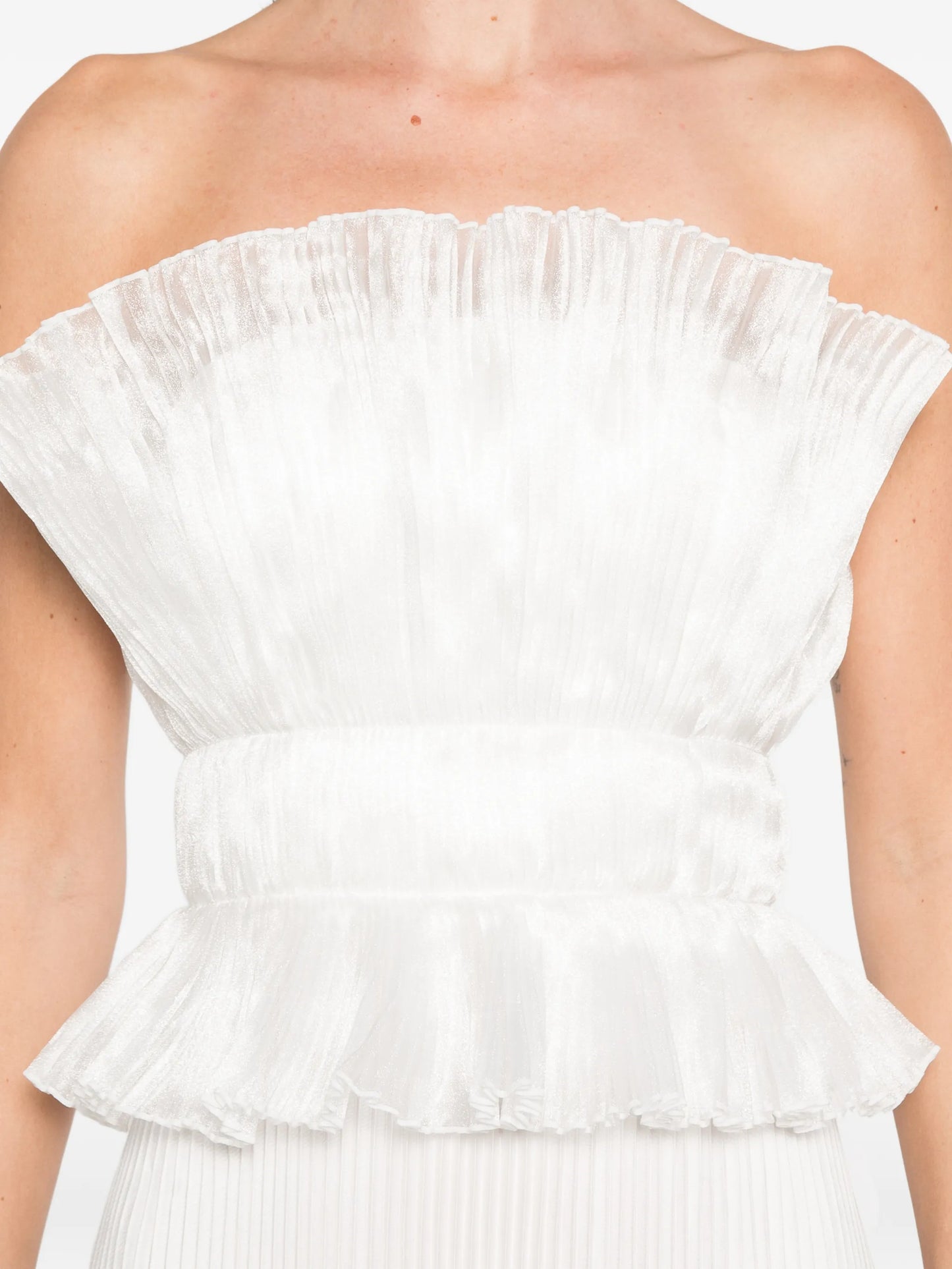 Masquerade ruffled-pleated maxi dress