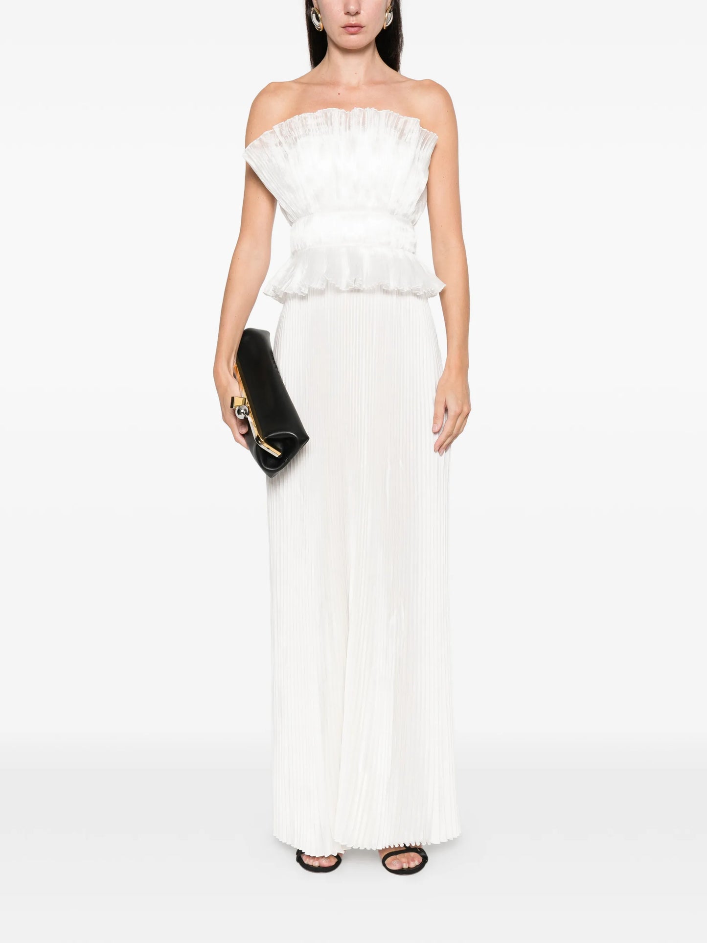 Masquerade ruffled-pleated maxi dress