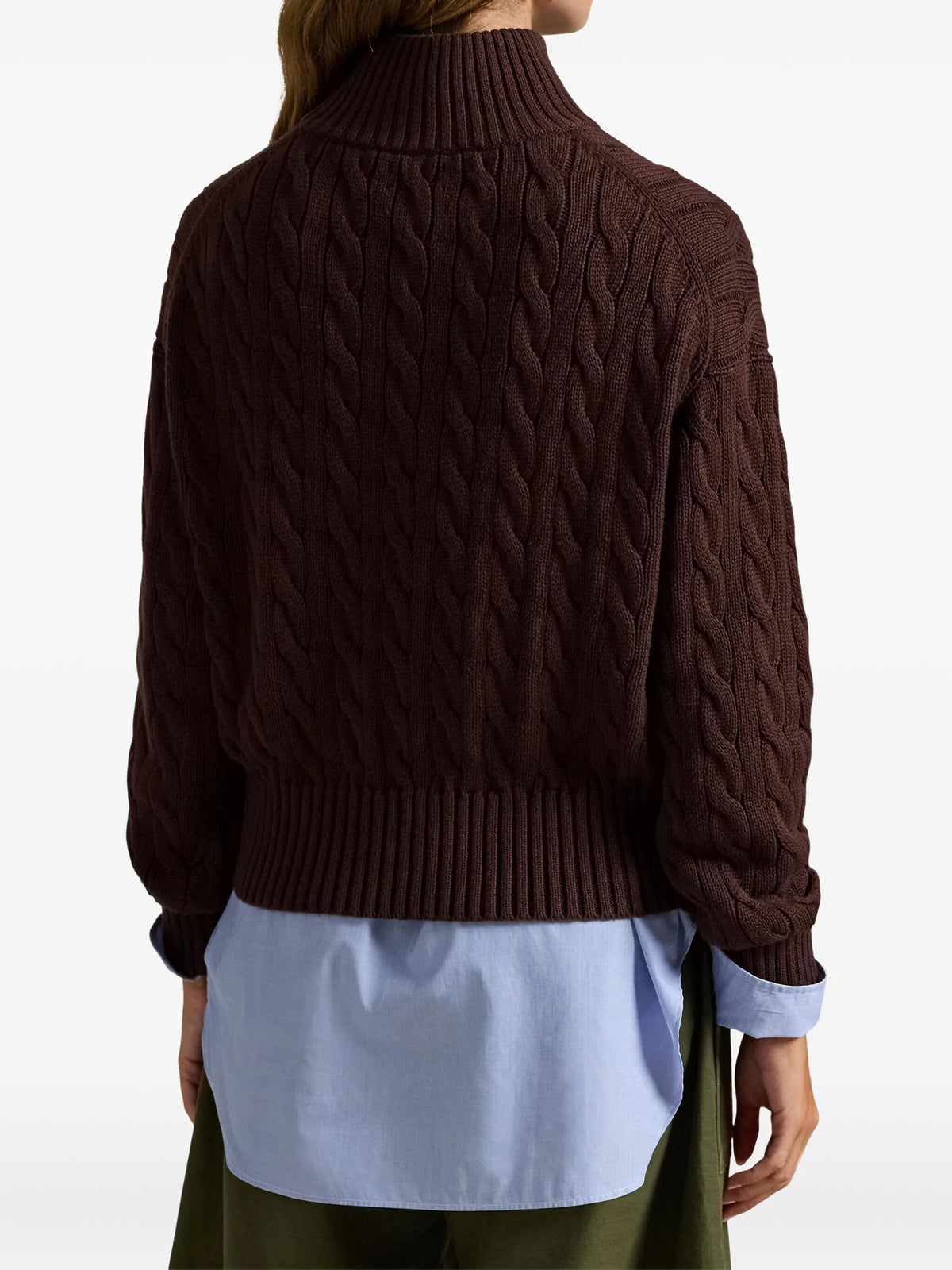 cable-knit quarter-zip sweater