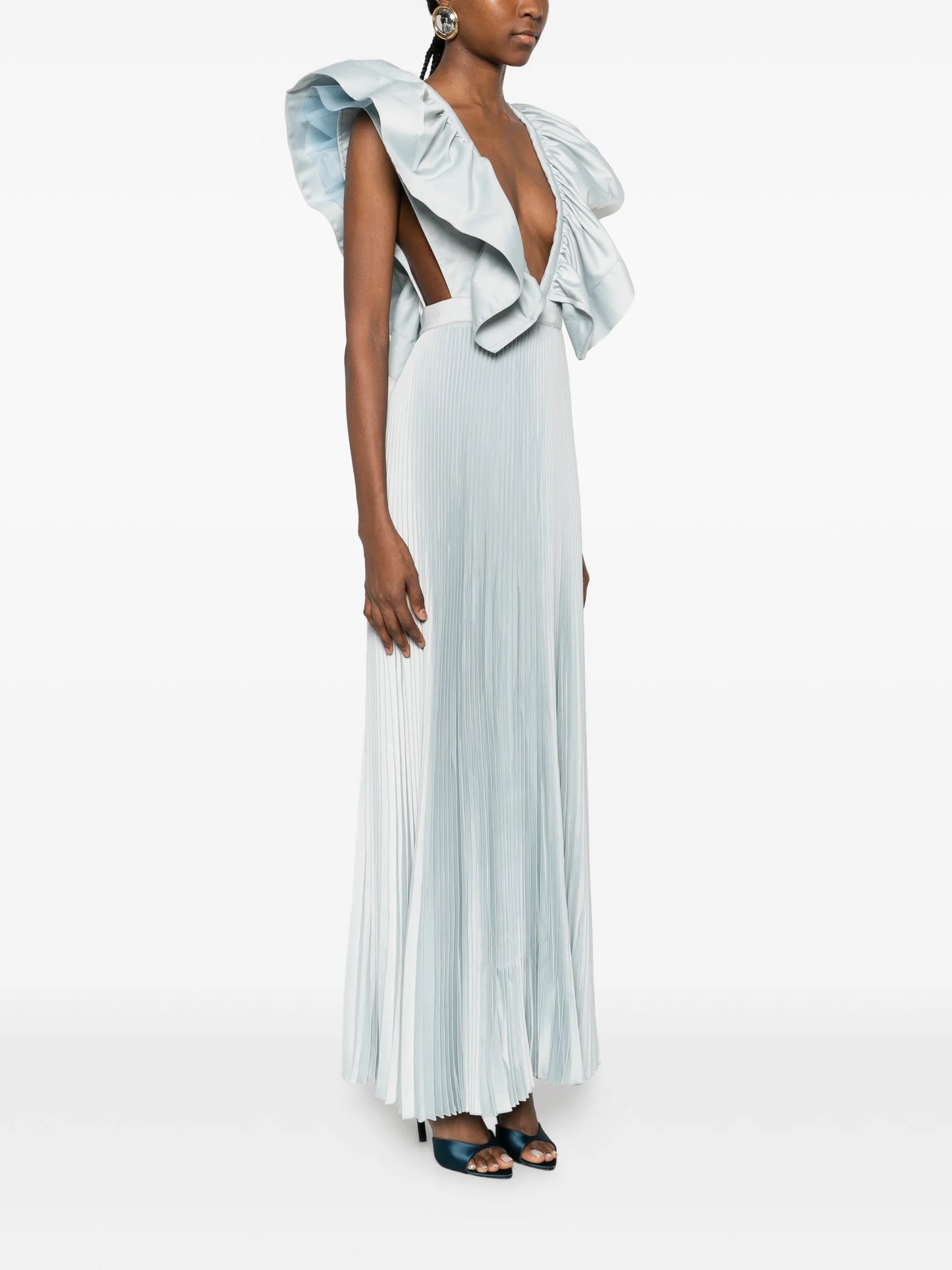 Ventoux ruffled V-neck gown