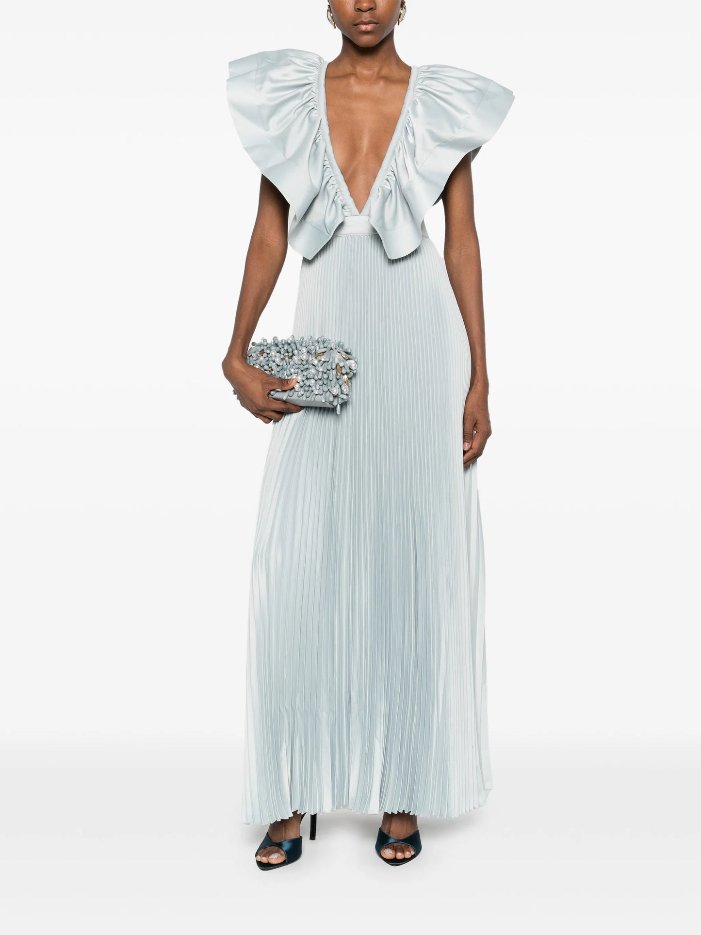 Ventoux ruffled V-neck gown