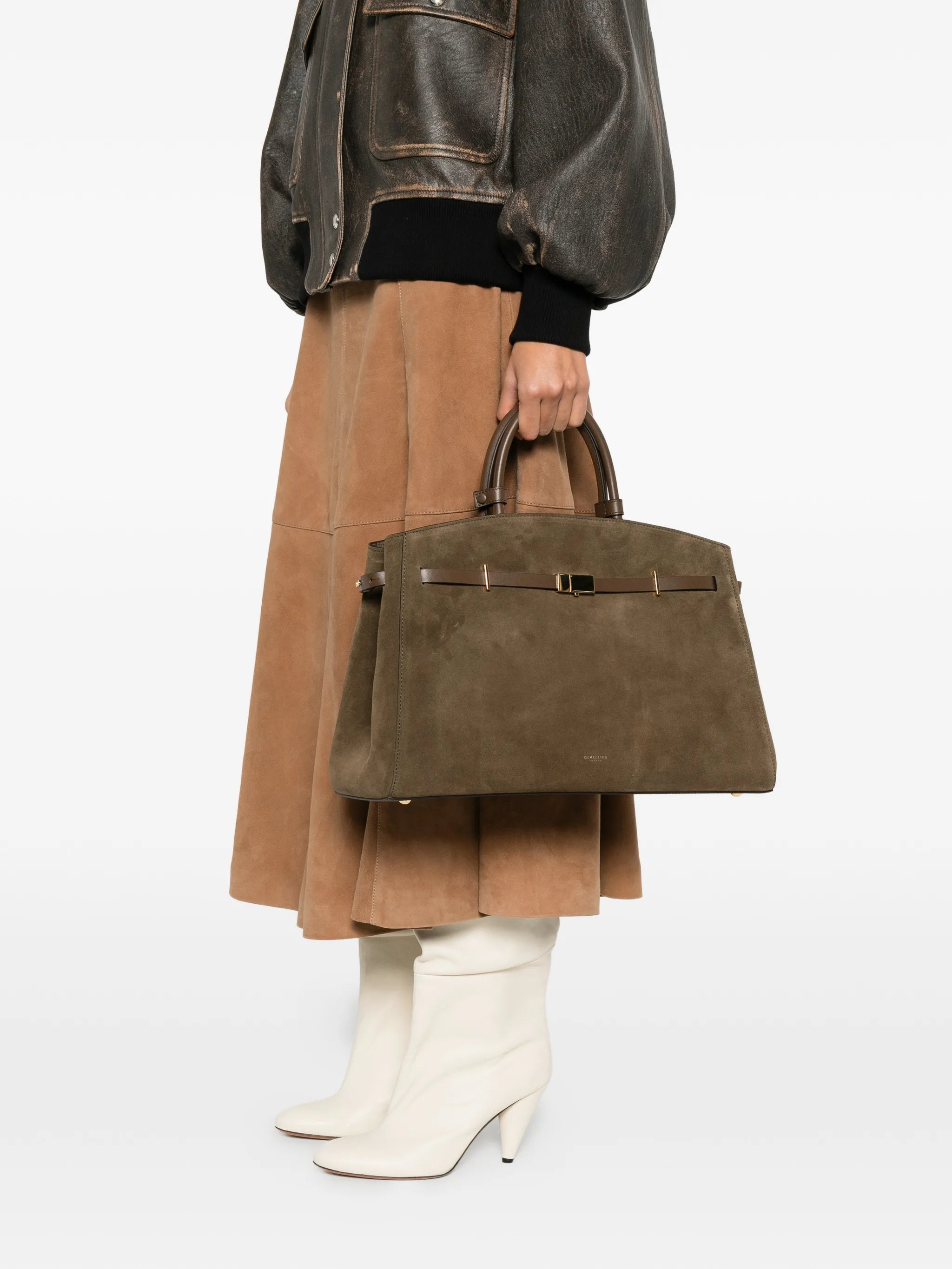 Hudson top-handle suede tote bag