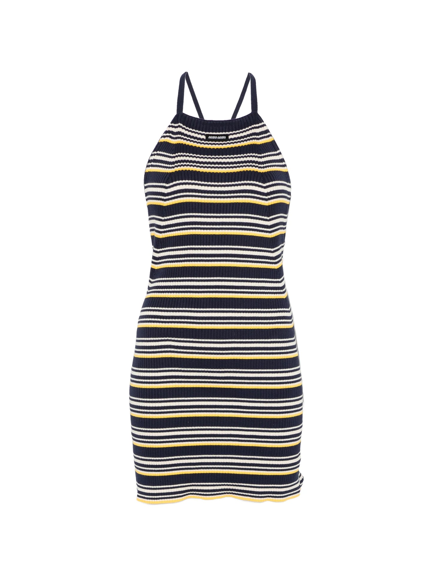 halterneck striped mini dress