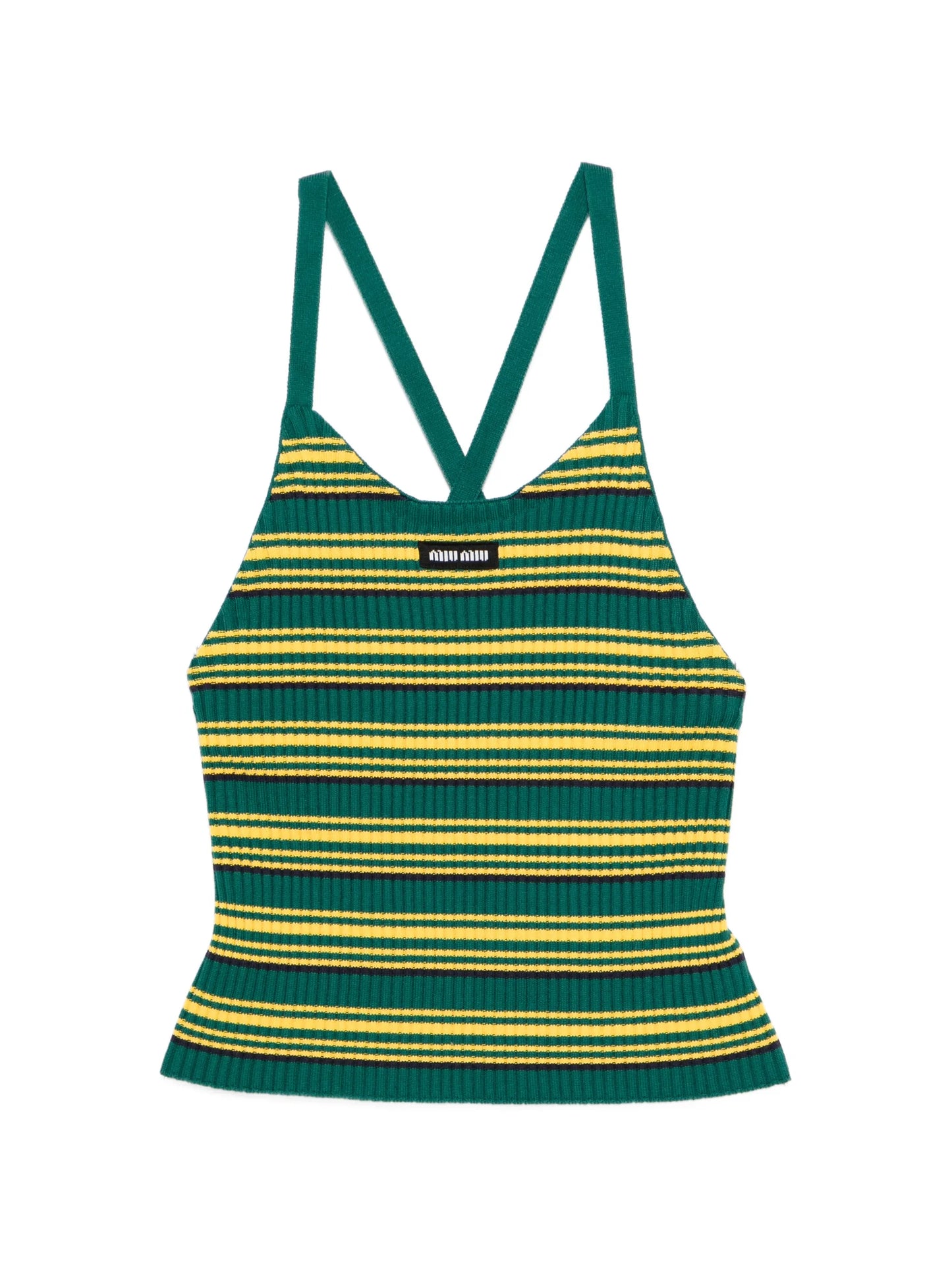 stripe halterneck crop tank top
