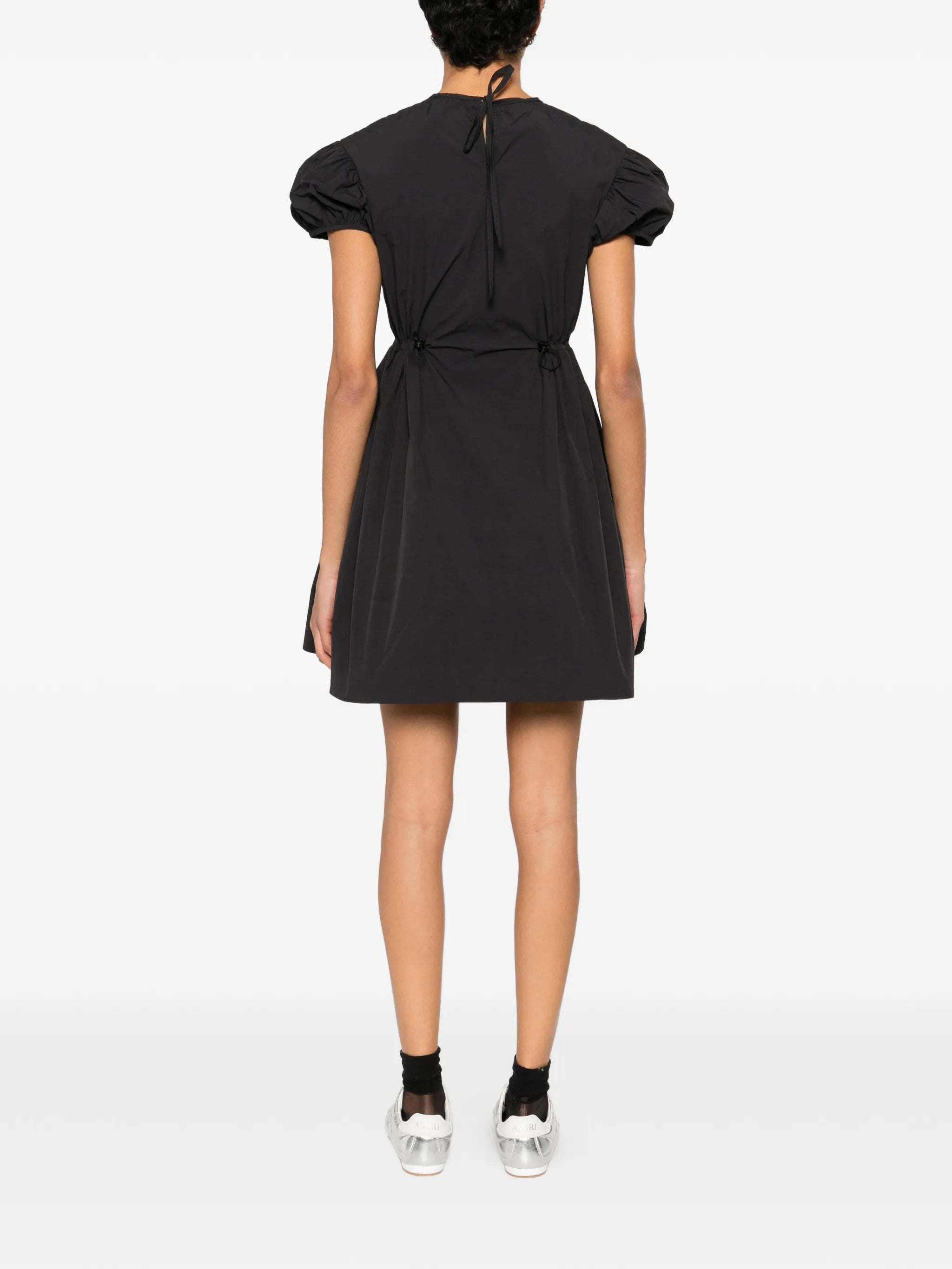 puff-sleeve tie dress
