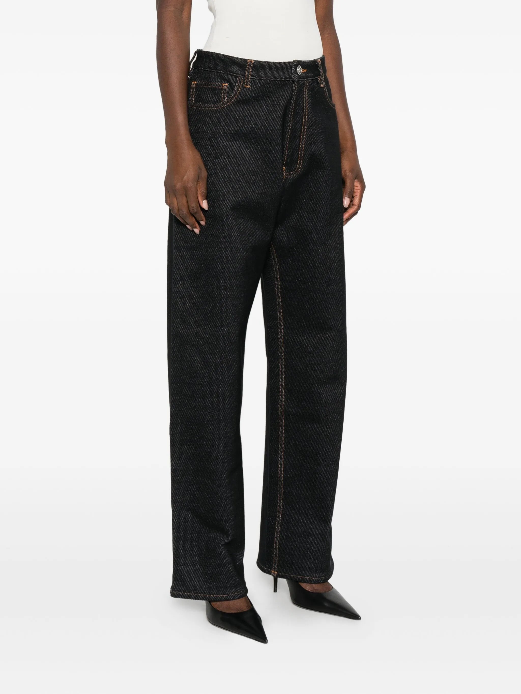 contrast-stitching jeans