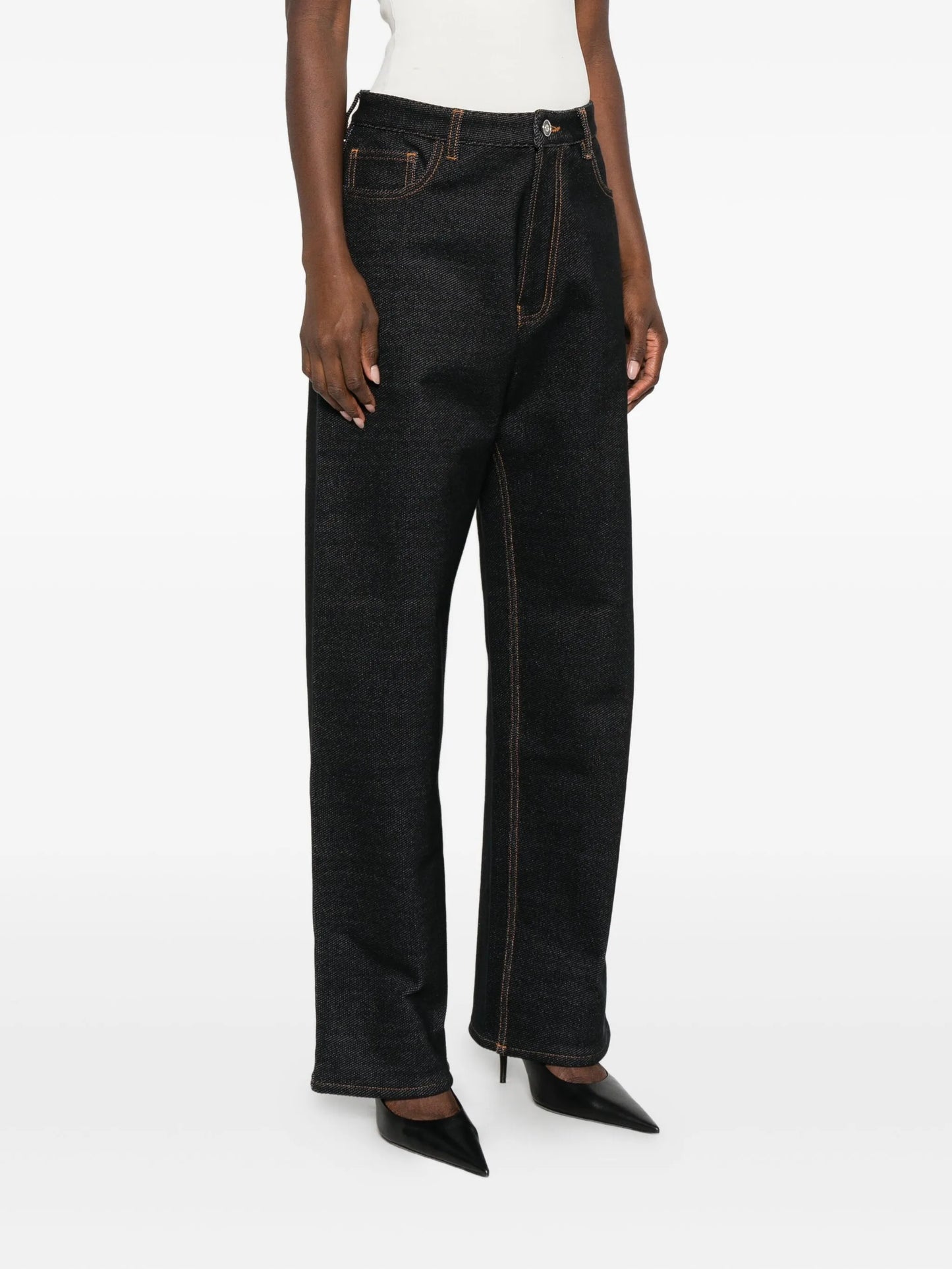 contrast-stitching jeans