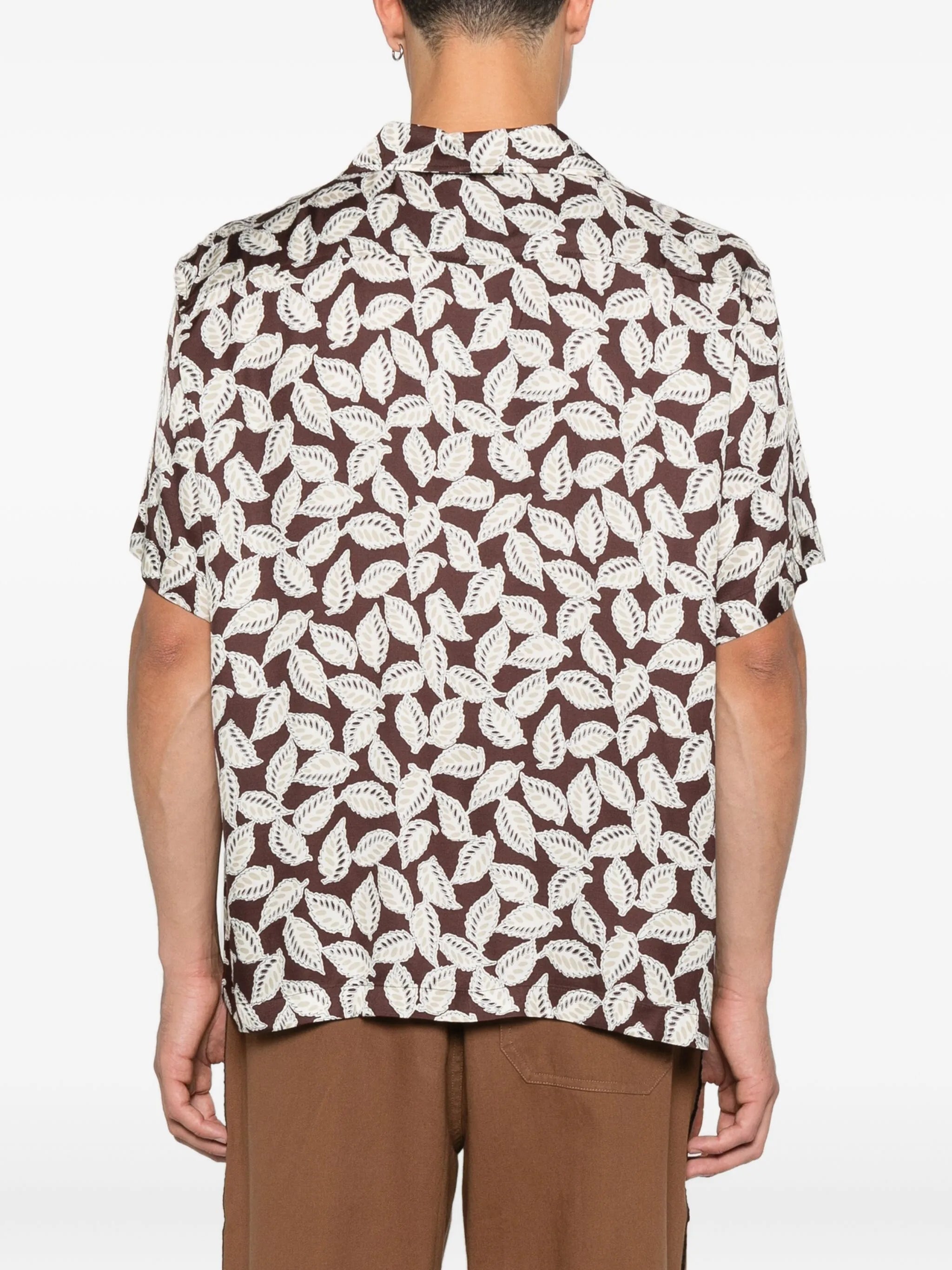 leaf-print shirt