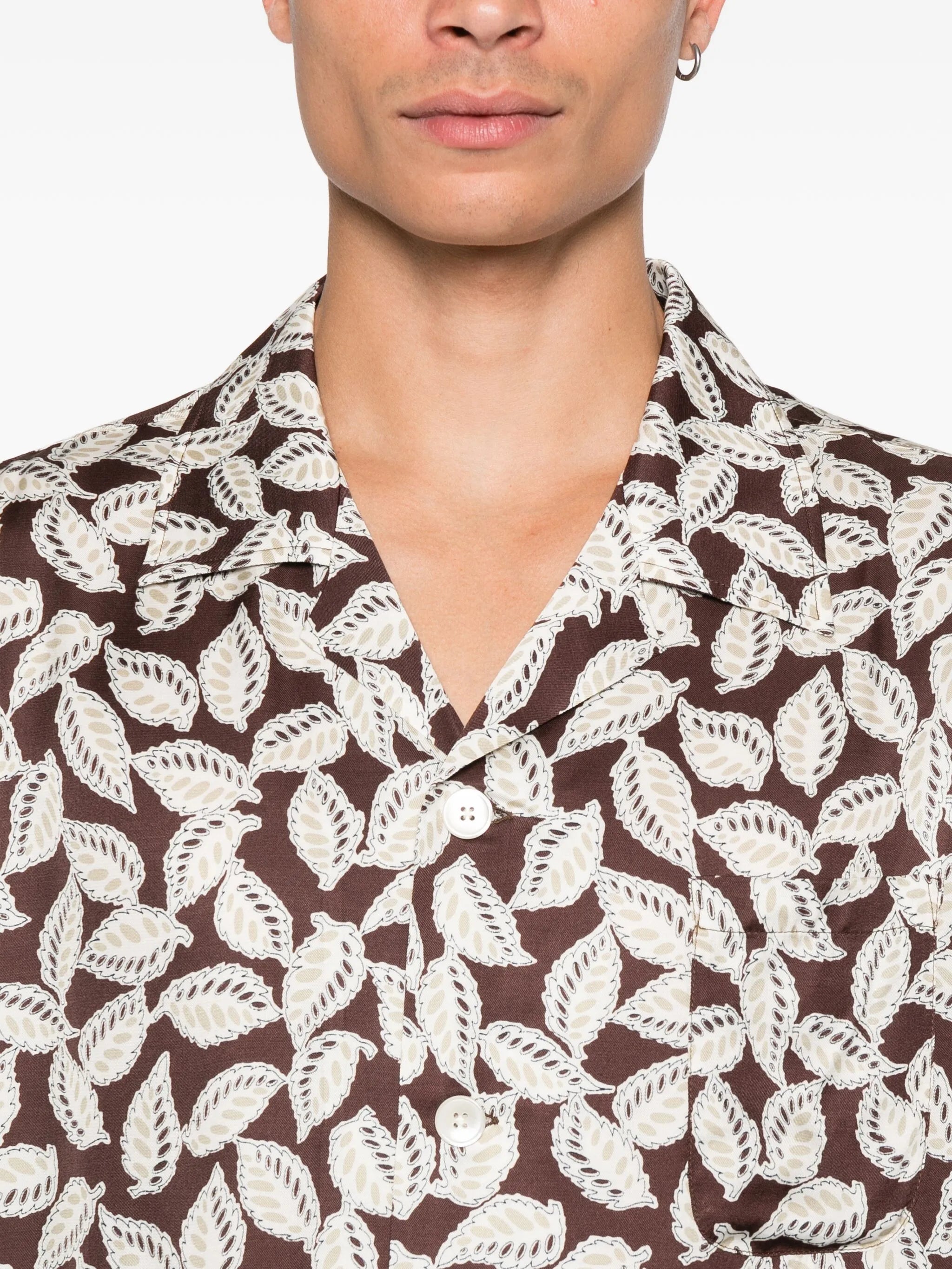 leaf-print shirt