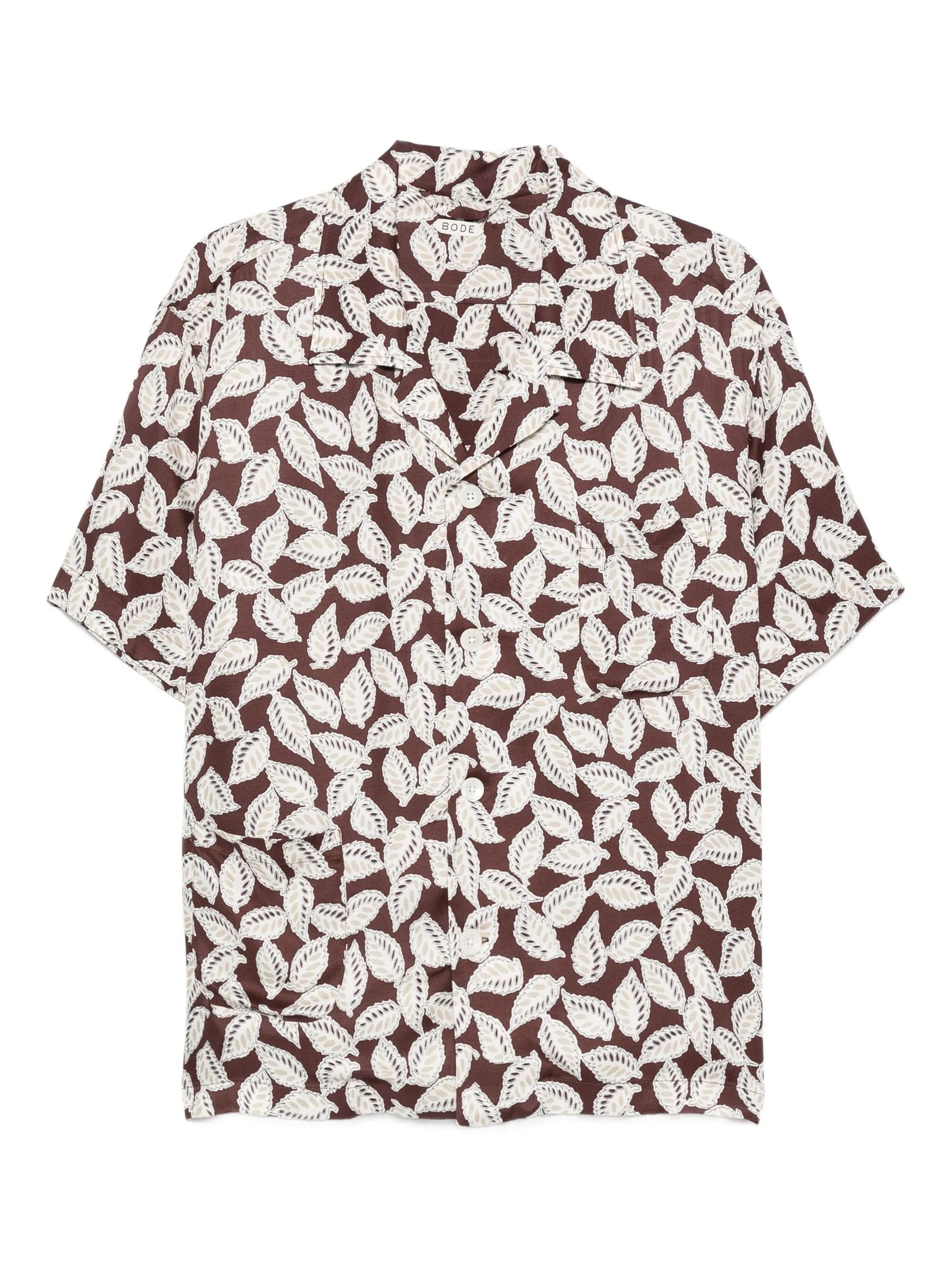 leaf-print shirt