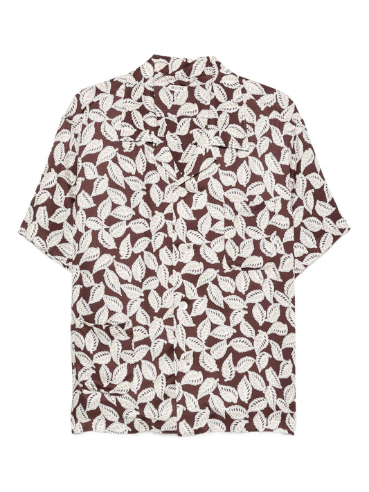 leaf-print shirt