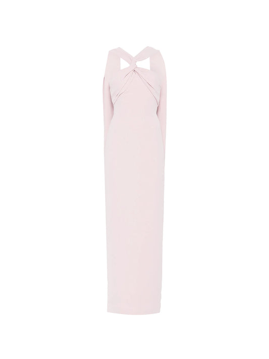 halter-neck draped-scarf maxi dress