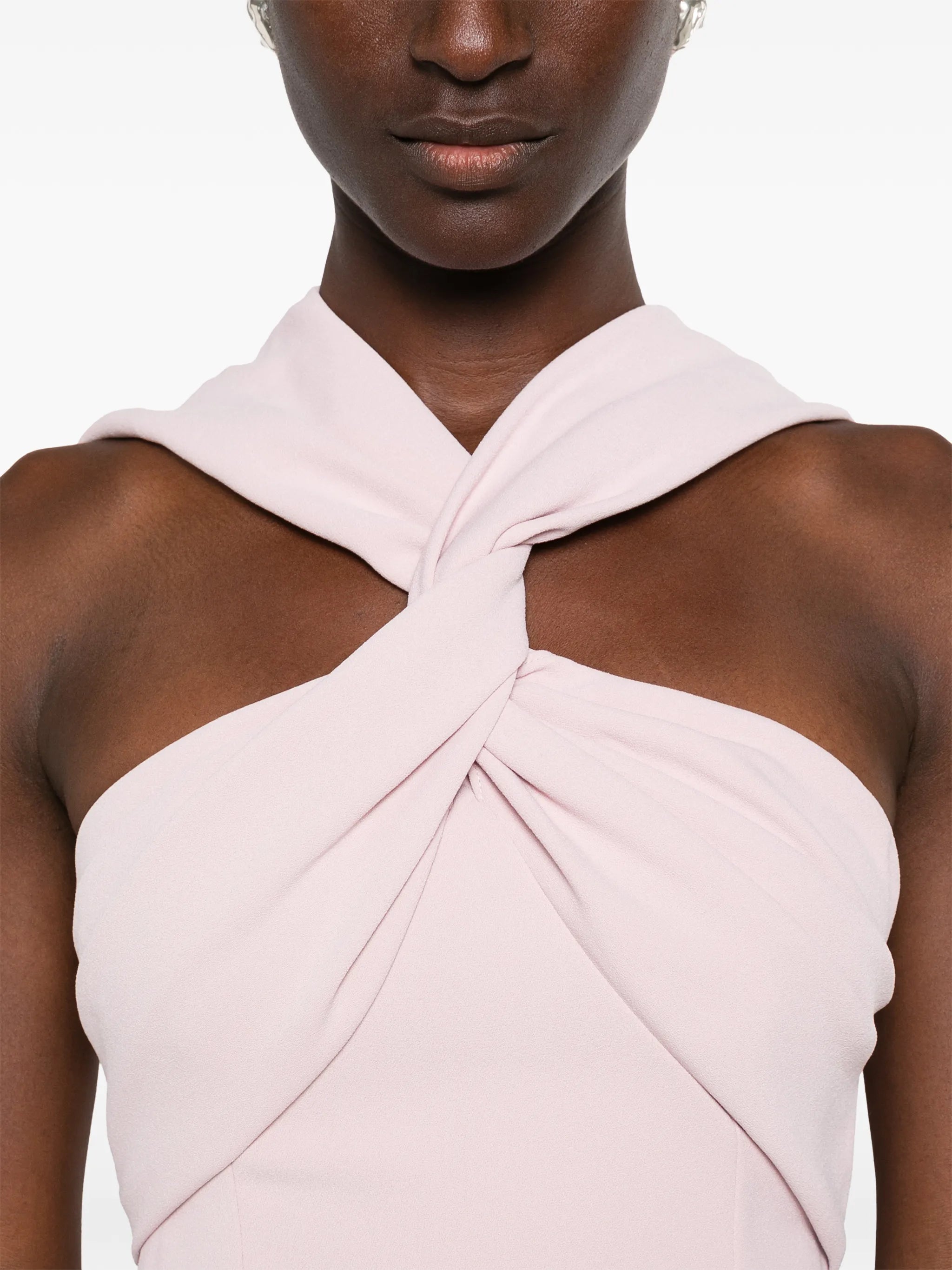 halter-neck draped-scarf maxi dress