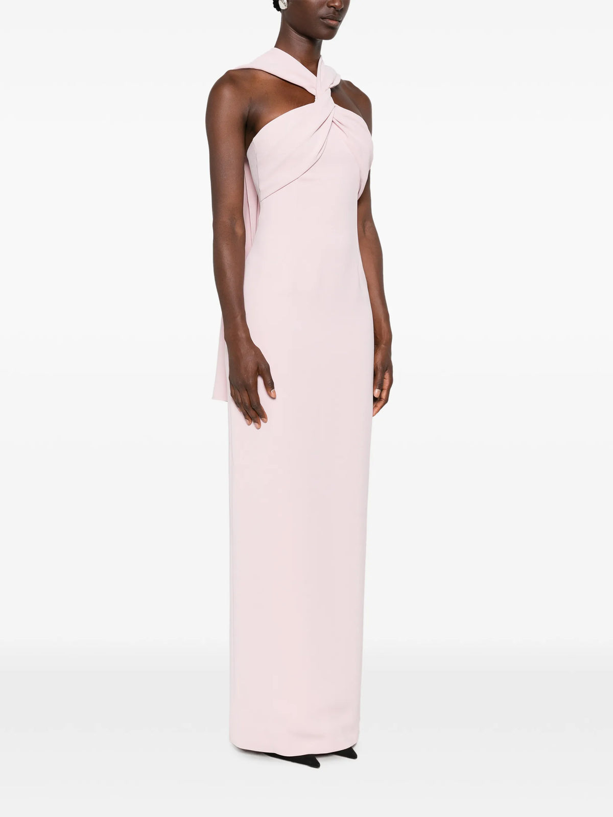 halter-neck draped-scarf maxi dress