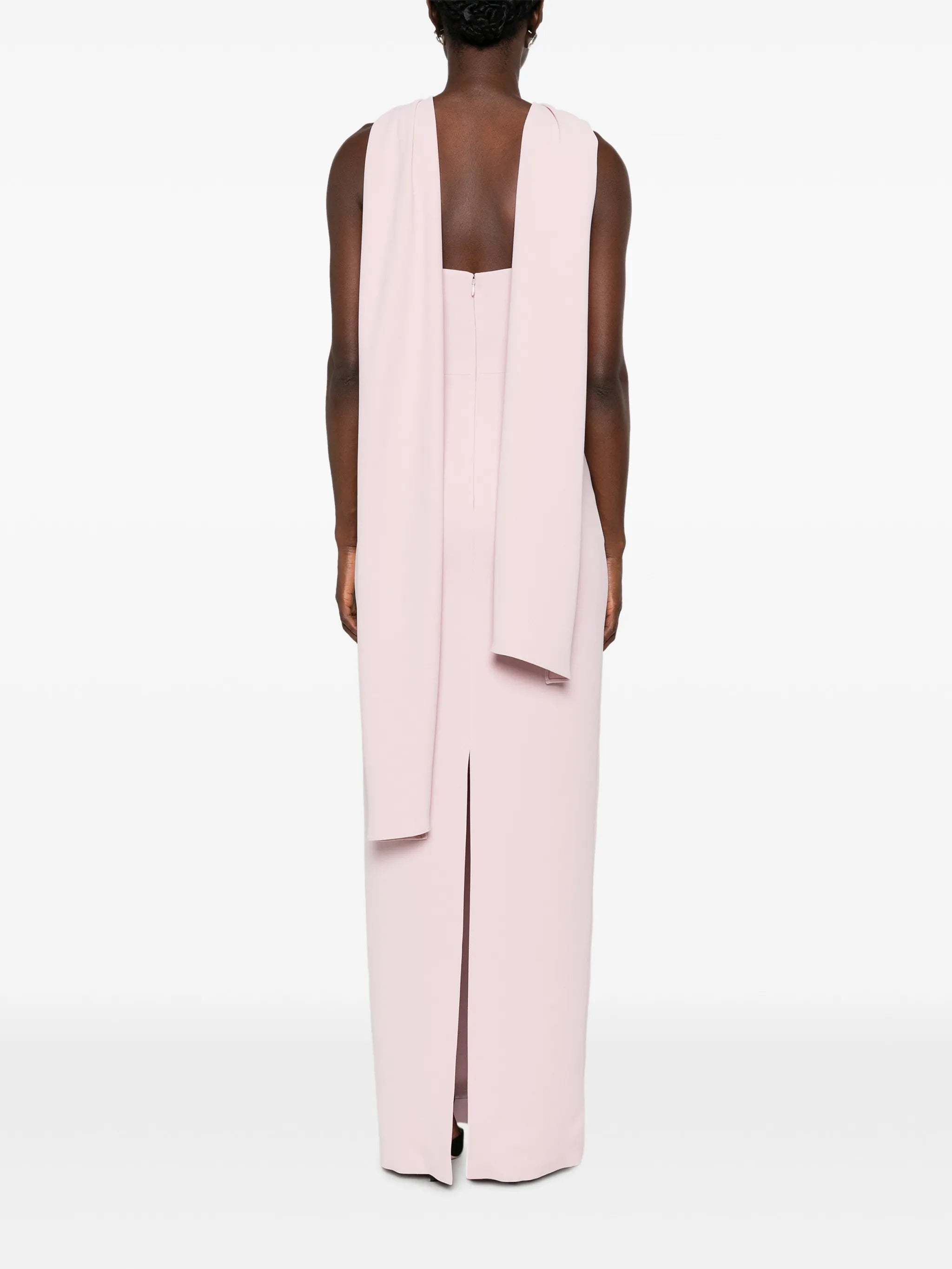 halter-neck draped-scarf maxi dress