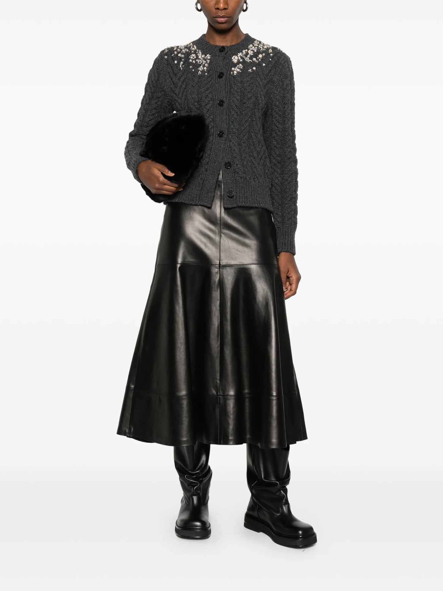 crystal cable-knit cardigan