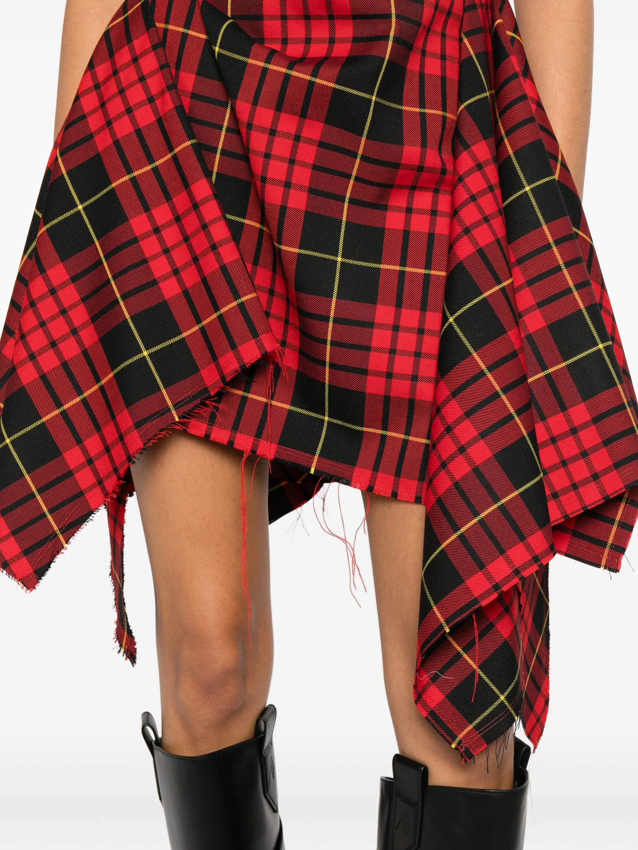 check draped mini dress