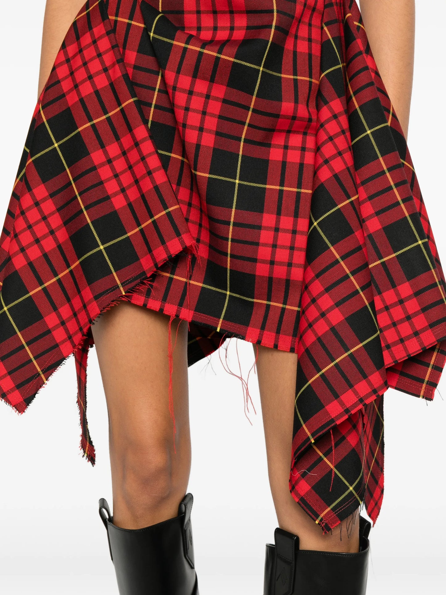 check draped mini dress