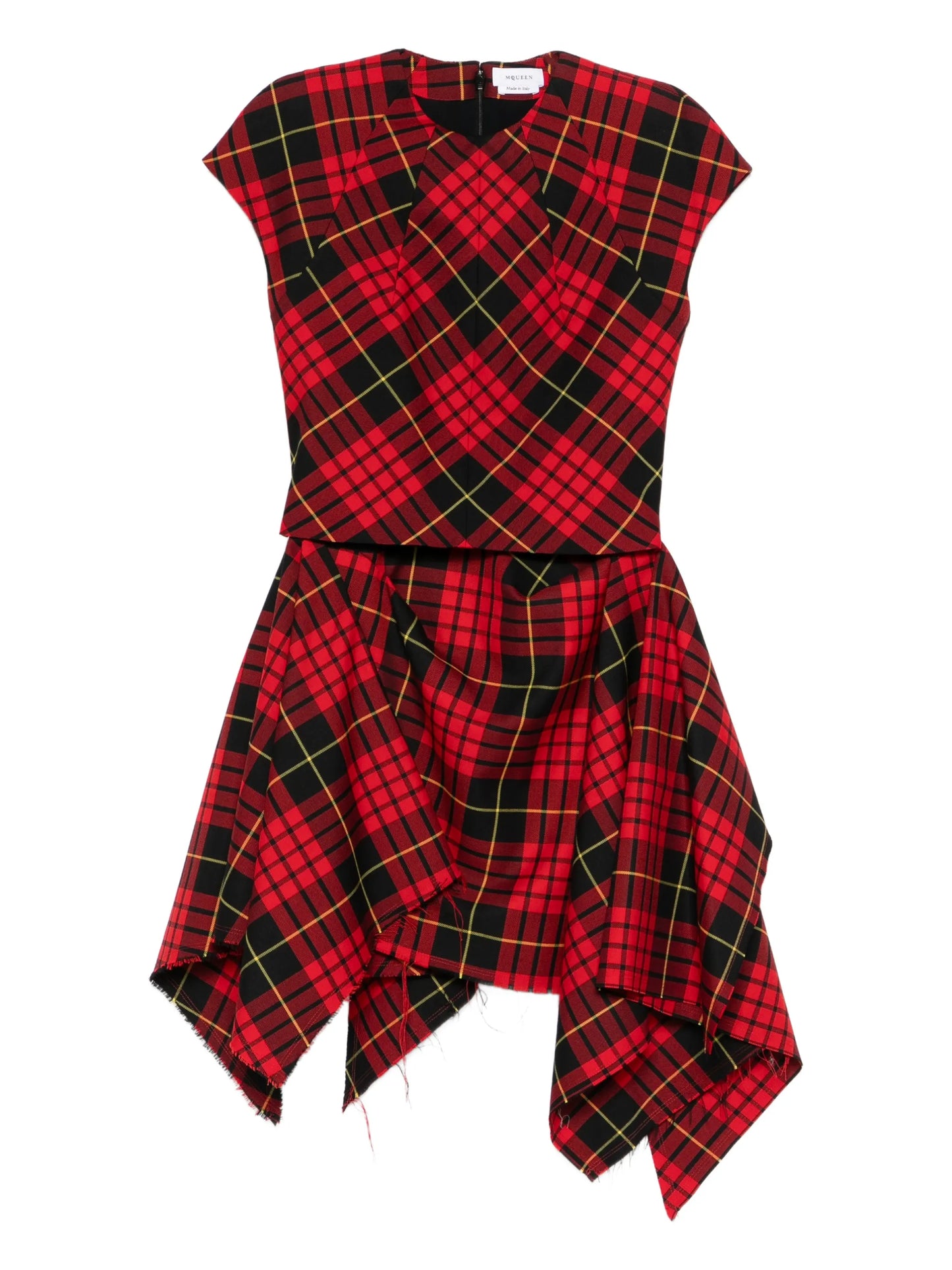 check draped mini dress