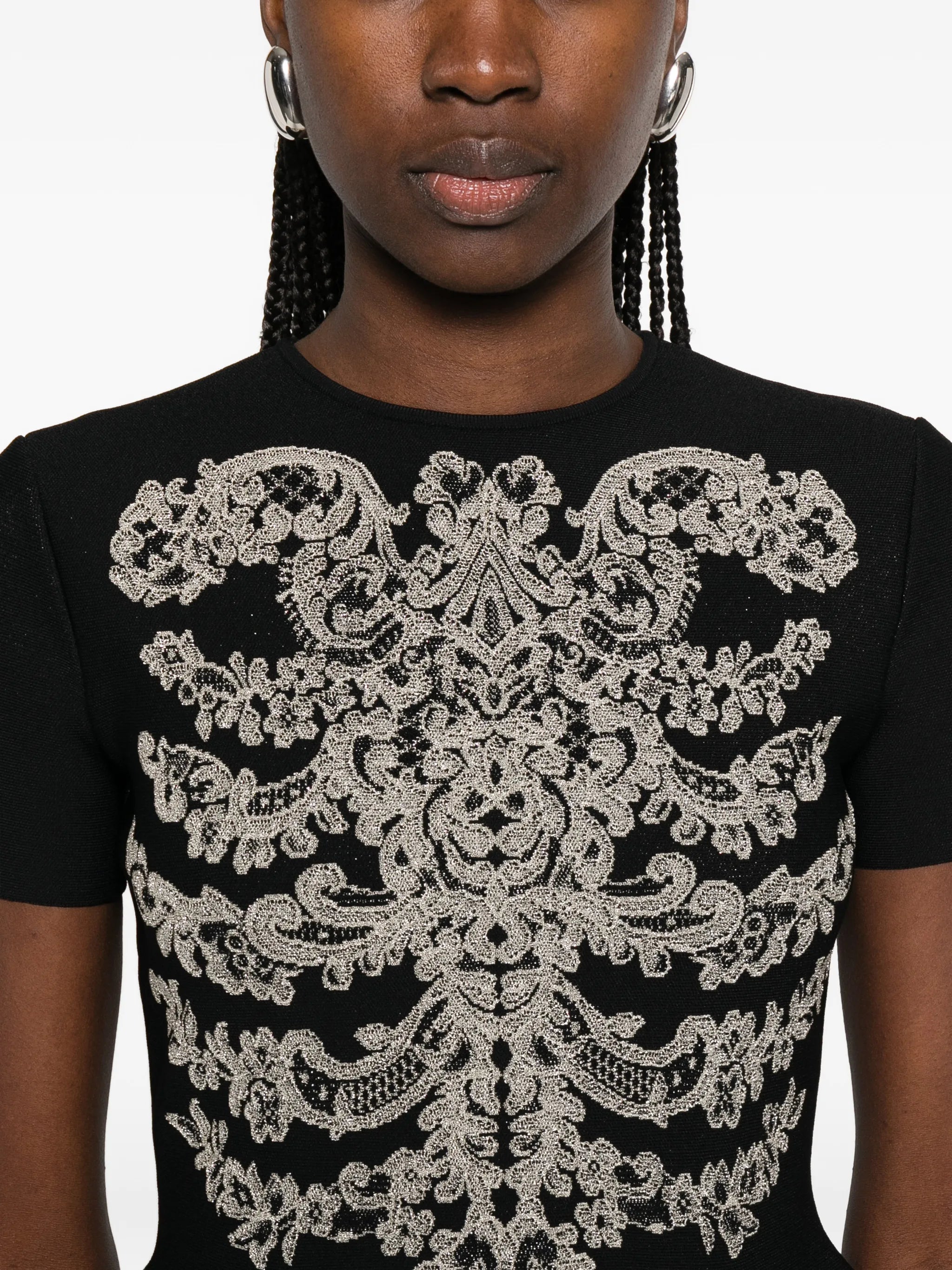 jacquard peplum hem T-shirt