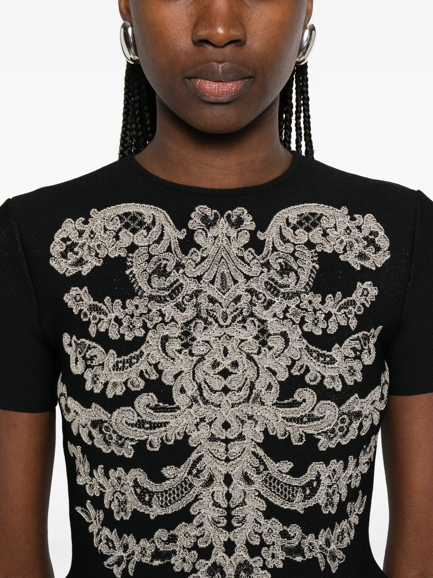 jacquard peplum hem T-shirt