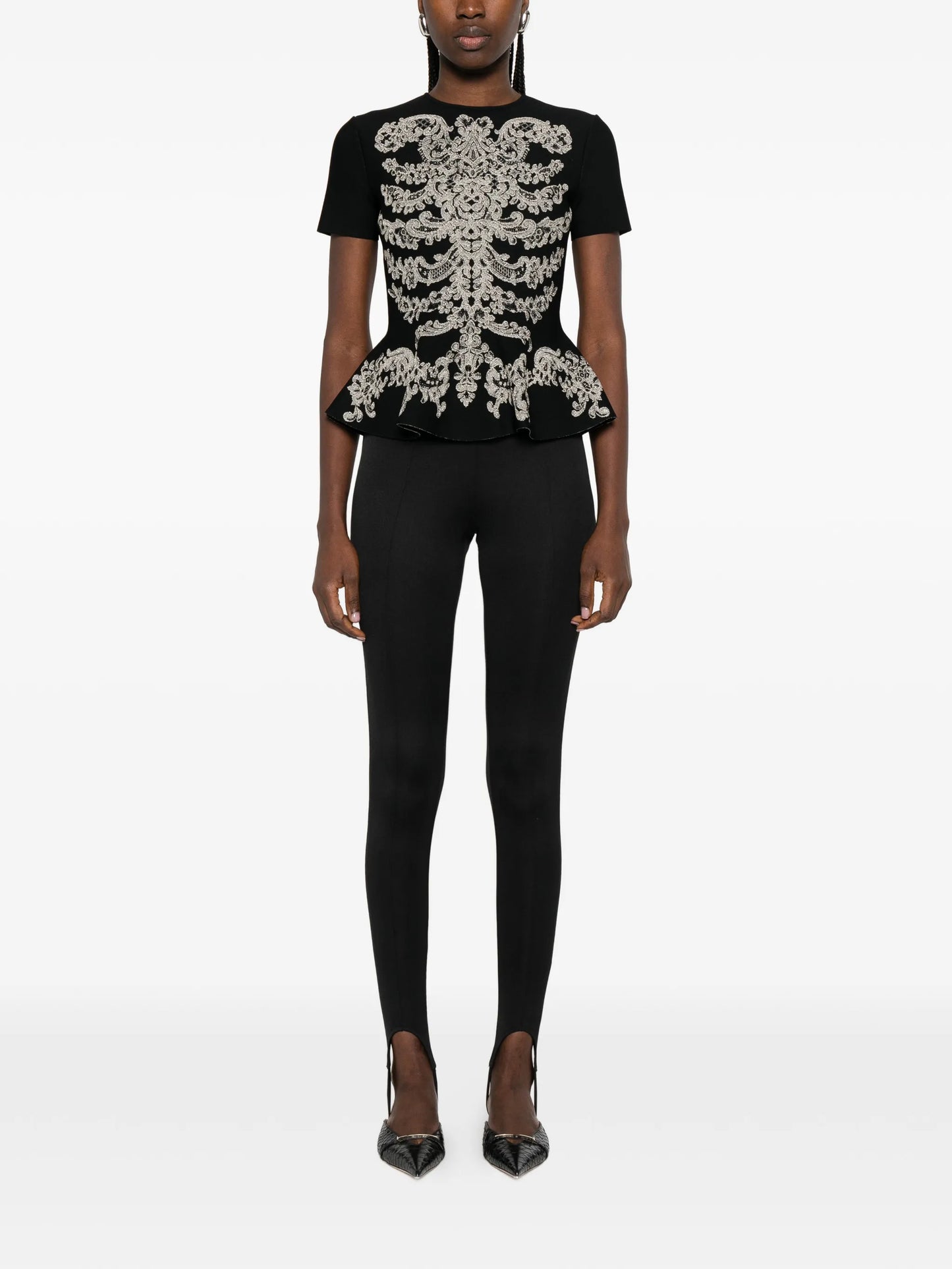 jacquard peplum hem T-shirt