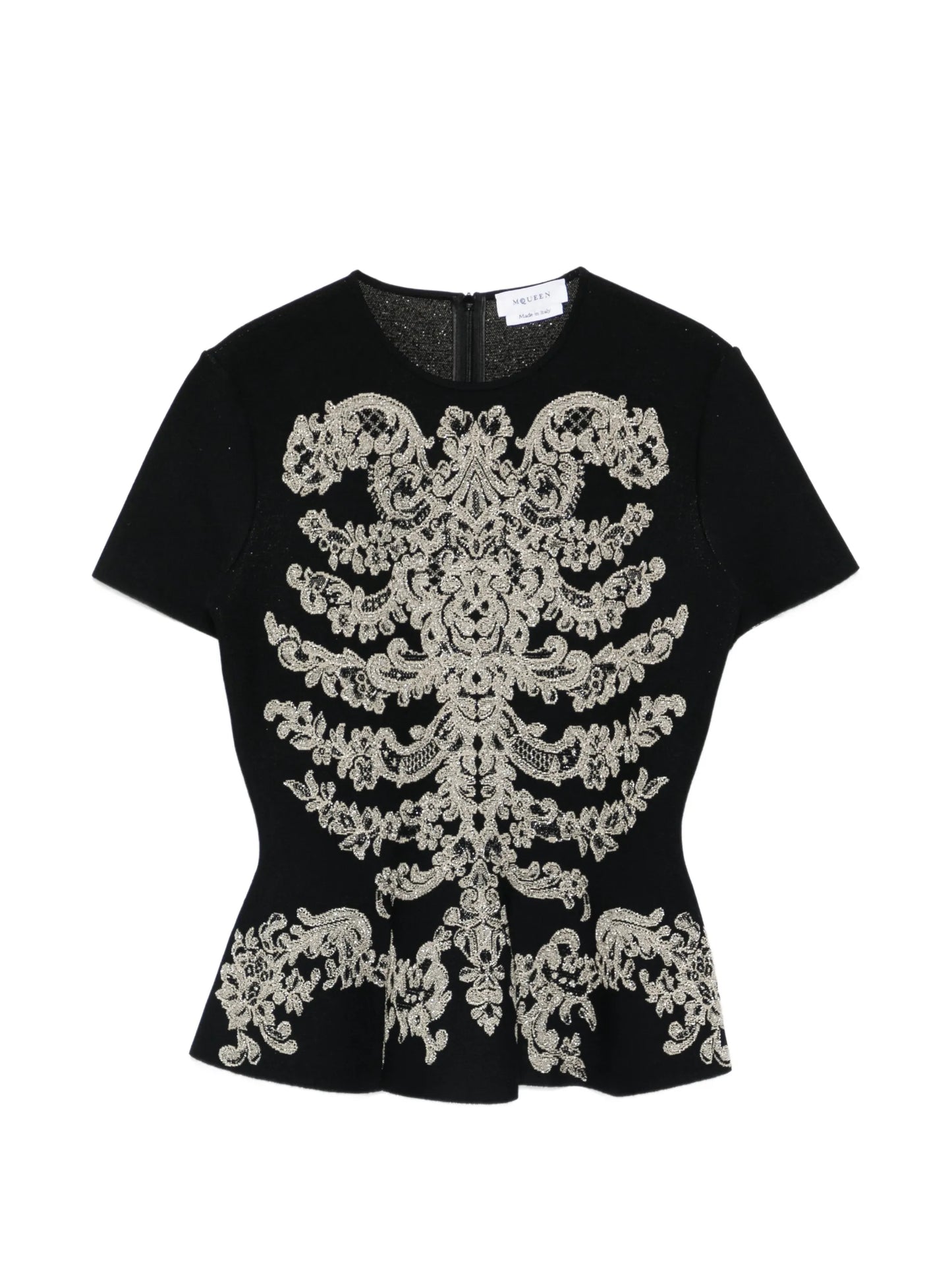 jacquard peplum hem T-shirt