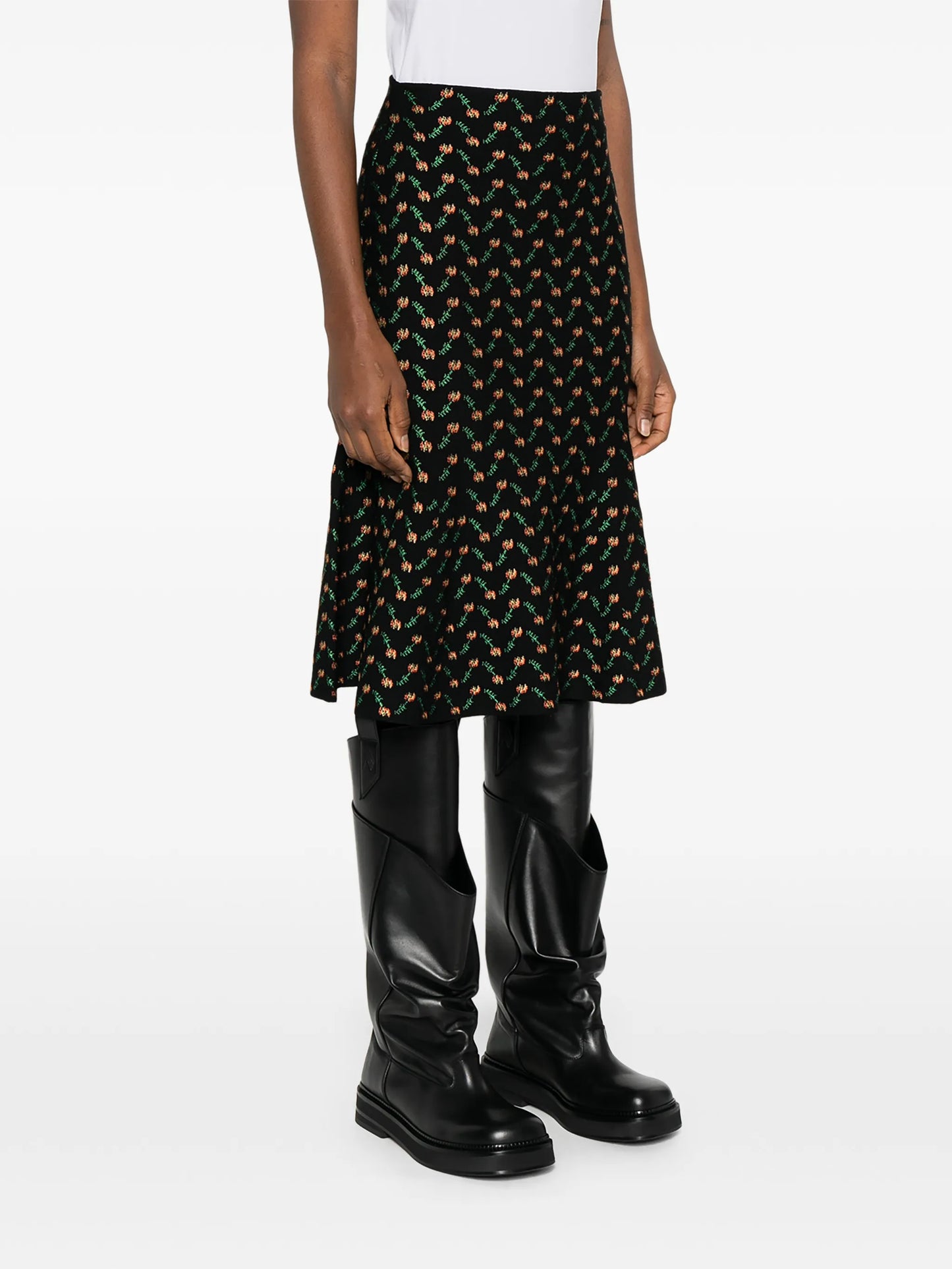 floral jacquard midi skirt