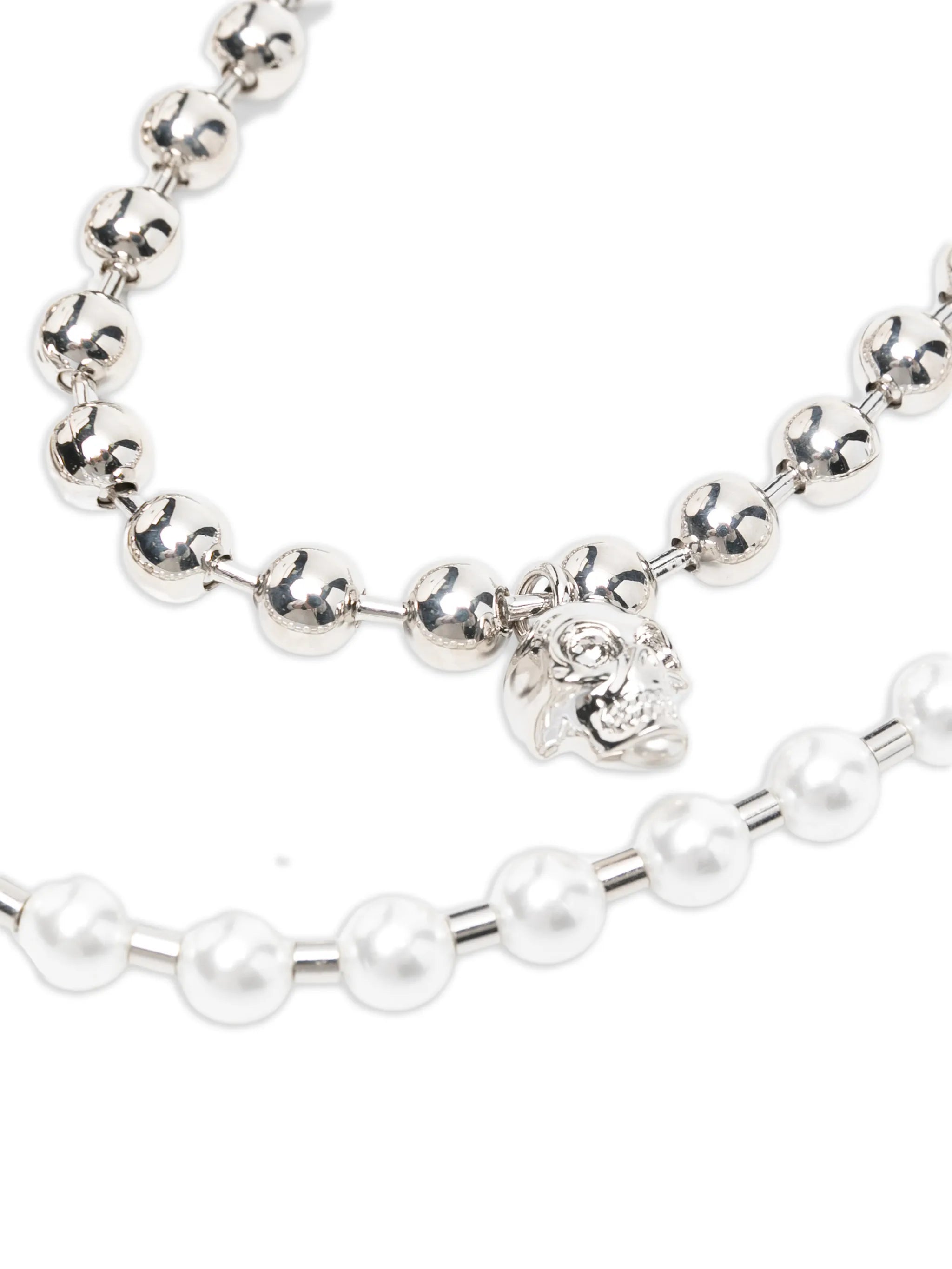 skull-pendant double-chain charm