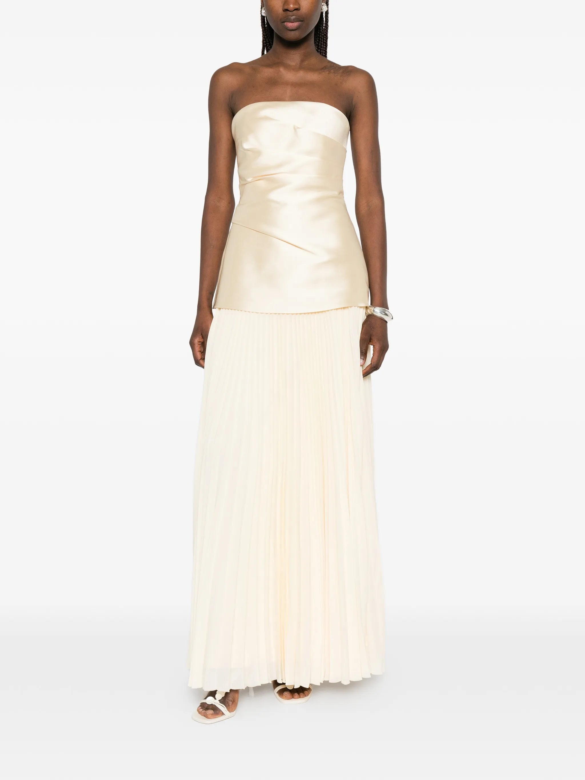 Claudette strapless pleated-skirt dress