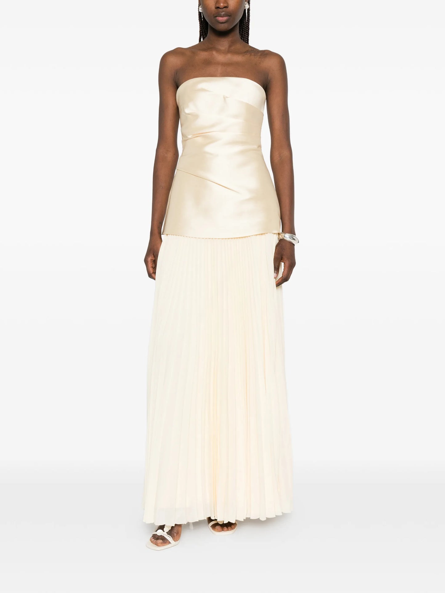 Claudette strapless pleated-skirt dress