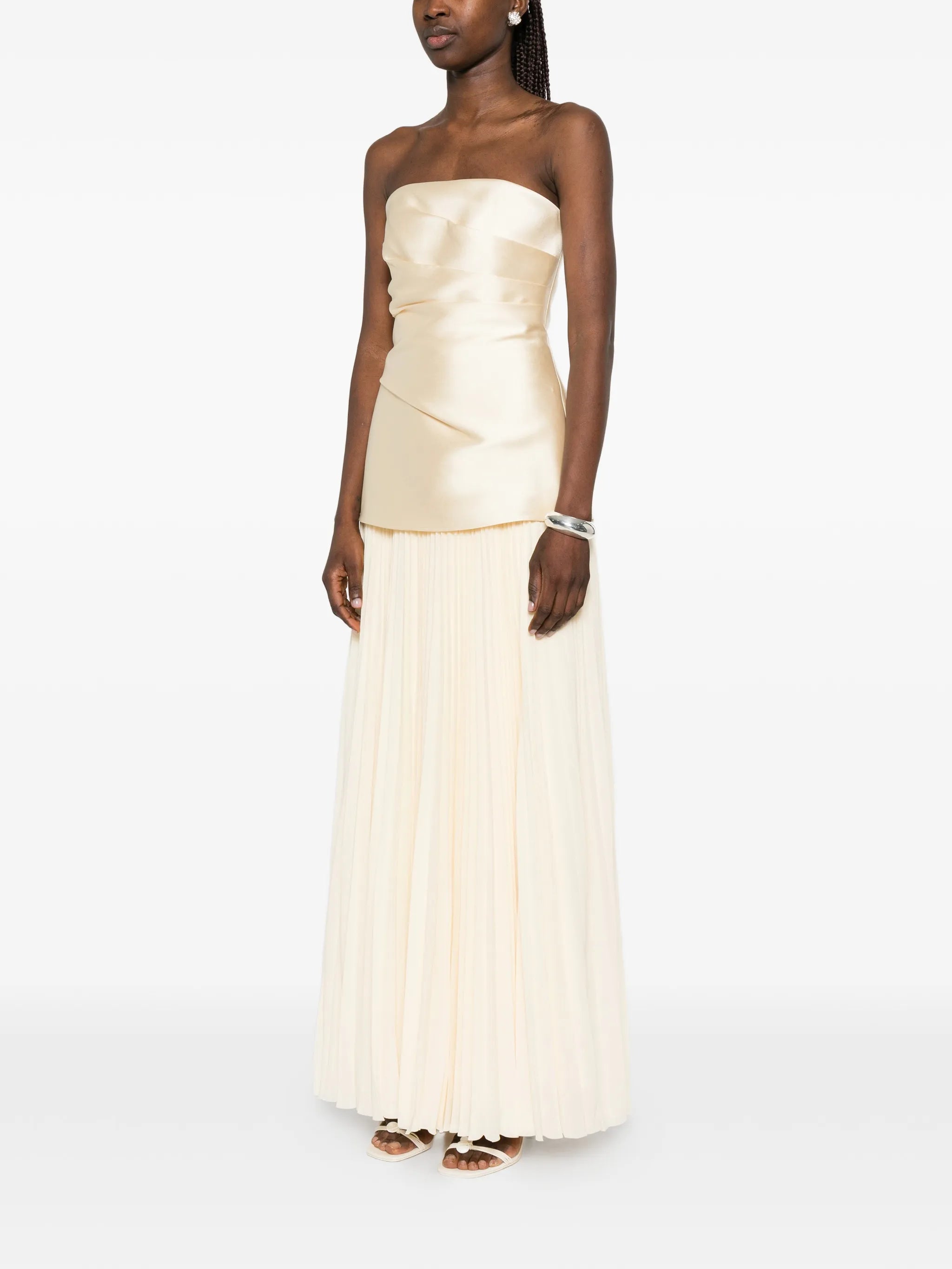 Claudette strapless pleated-skirt dress