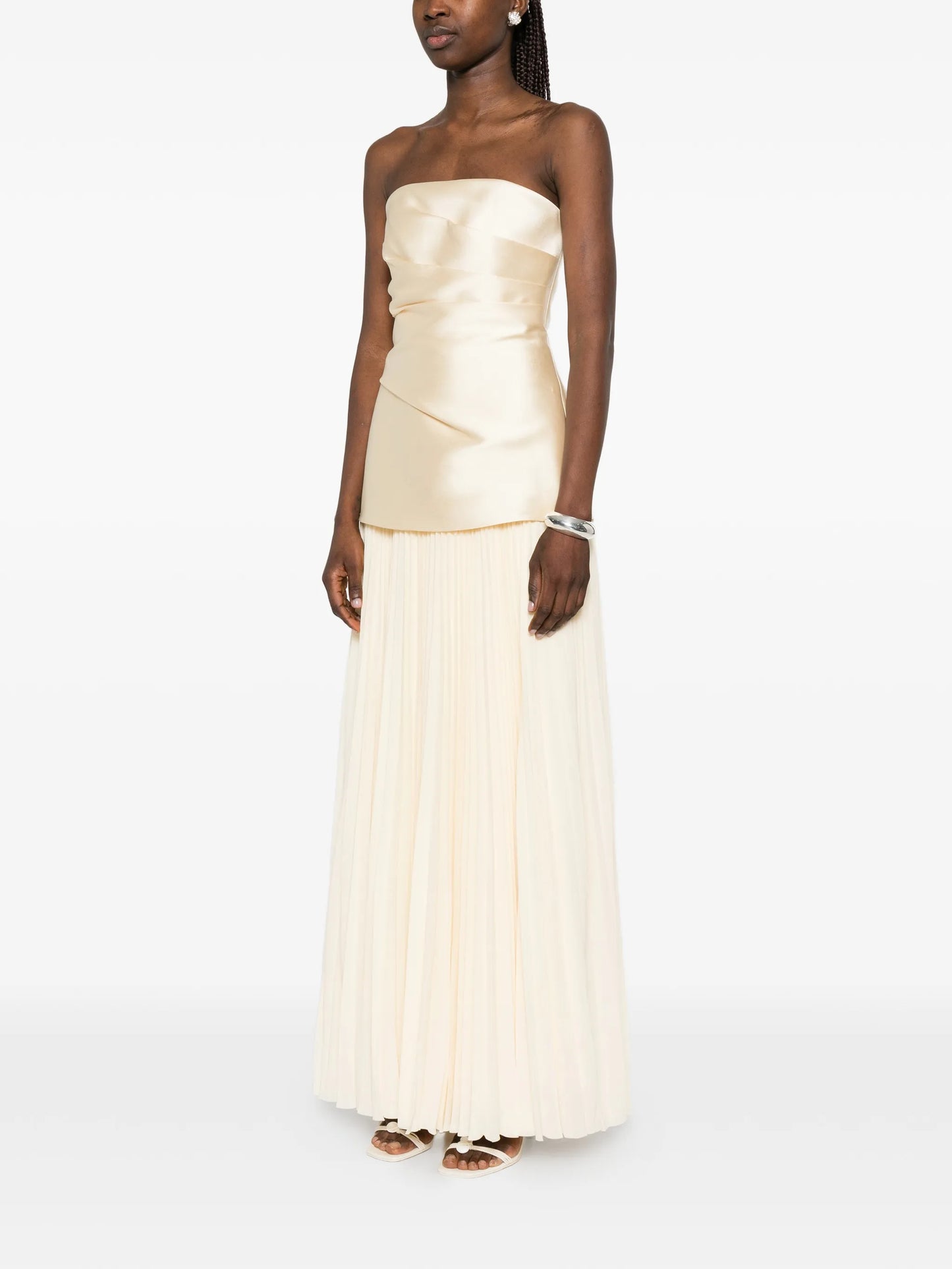 Claudette strapless pleated-skirt dress