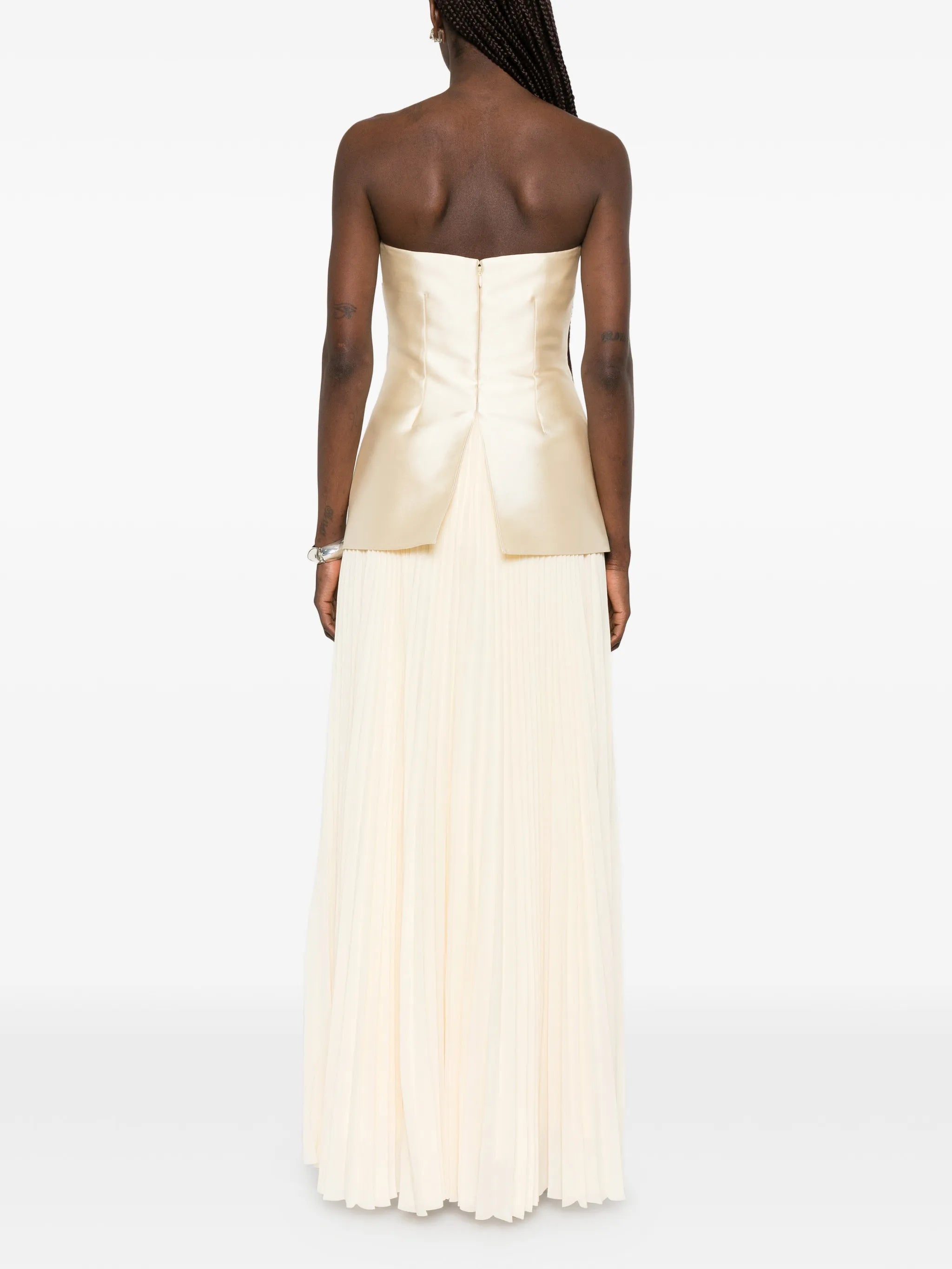 Claudette strapless pleated-skirt dress