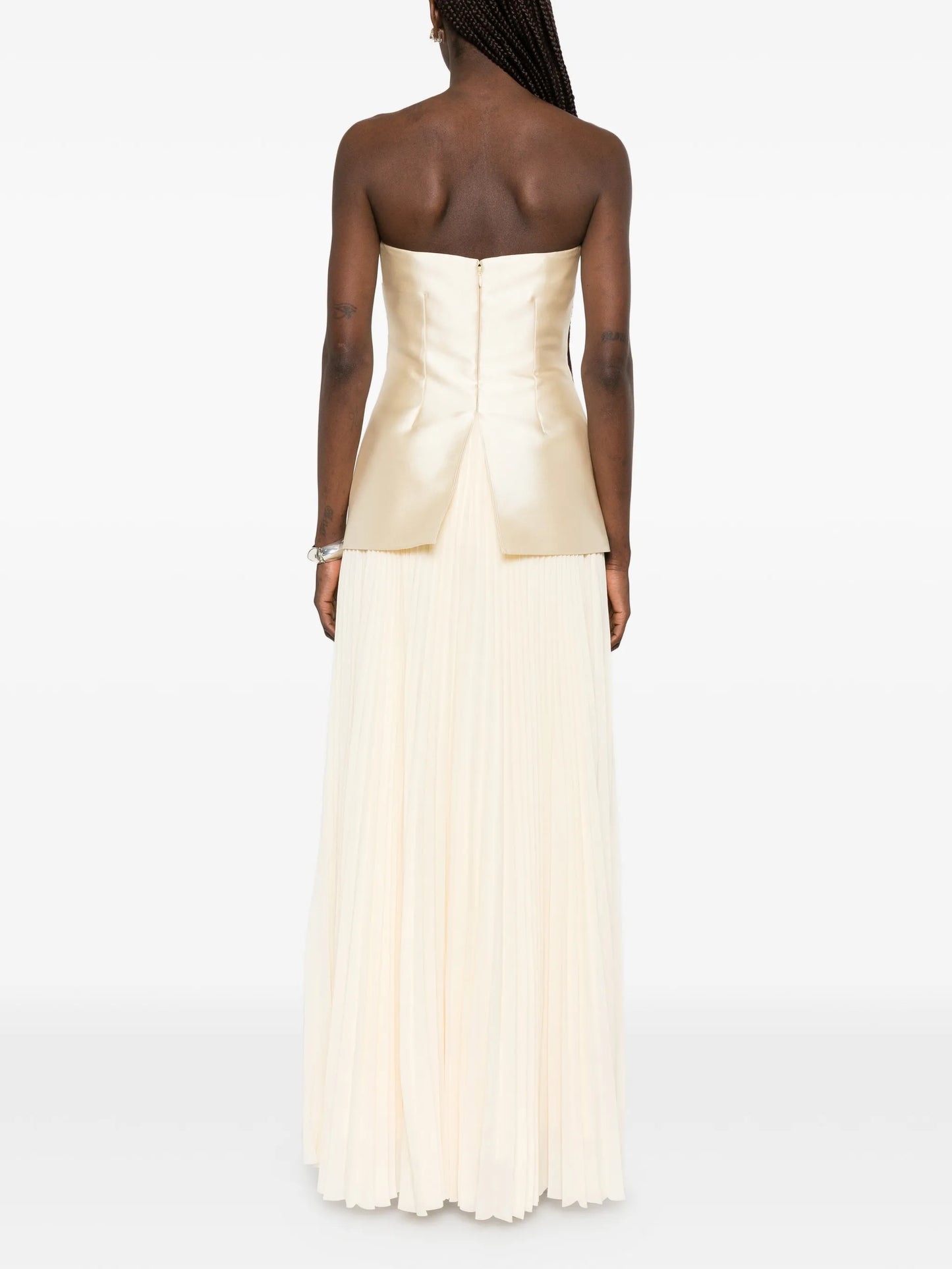 Claudette strapless pleated-skirt dress