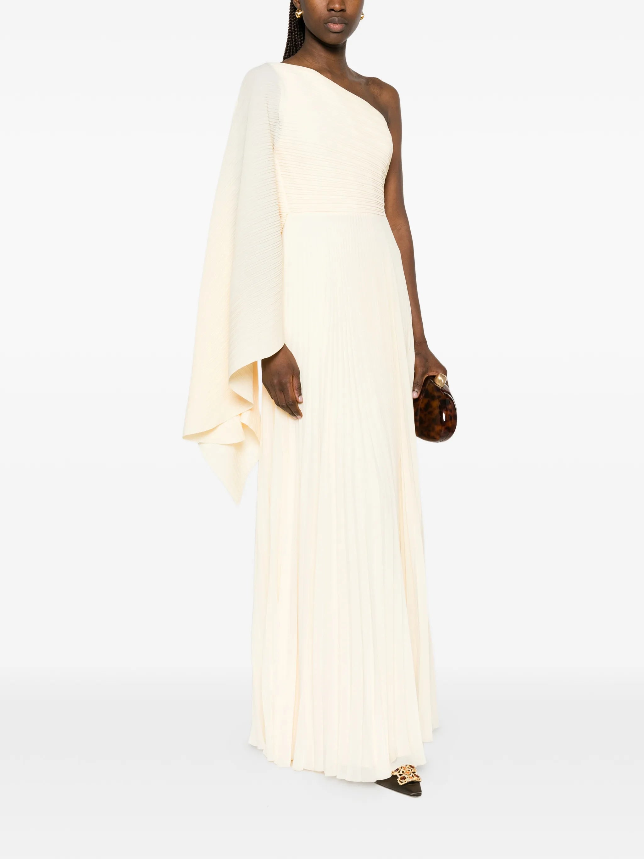 Maci pleated one-shoulder maxi dress