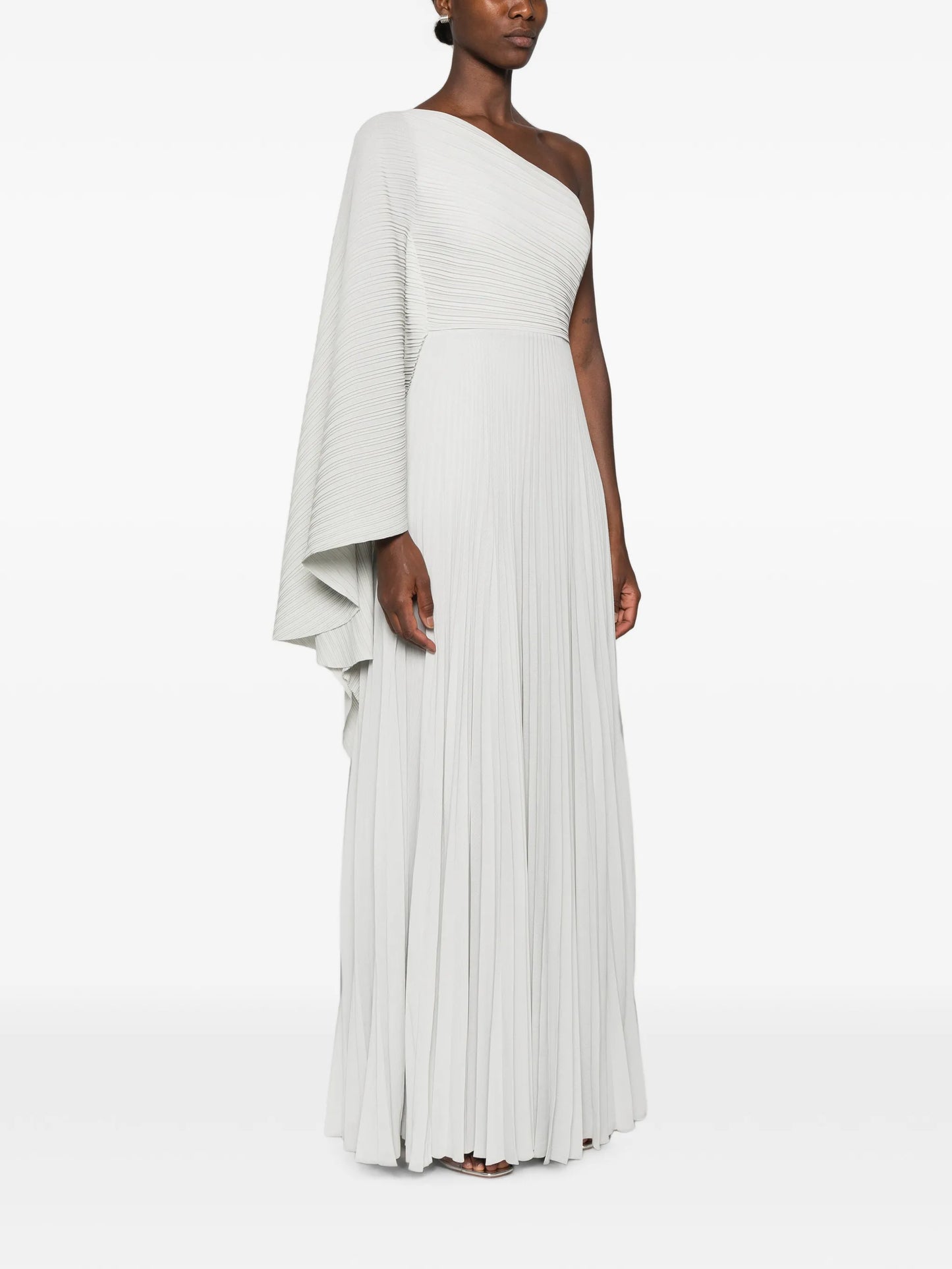 Maci pleated one-shoulder maxi dress