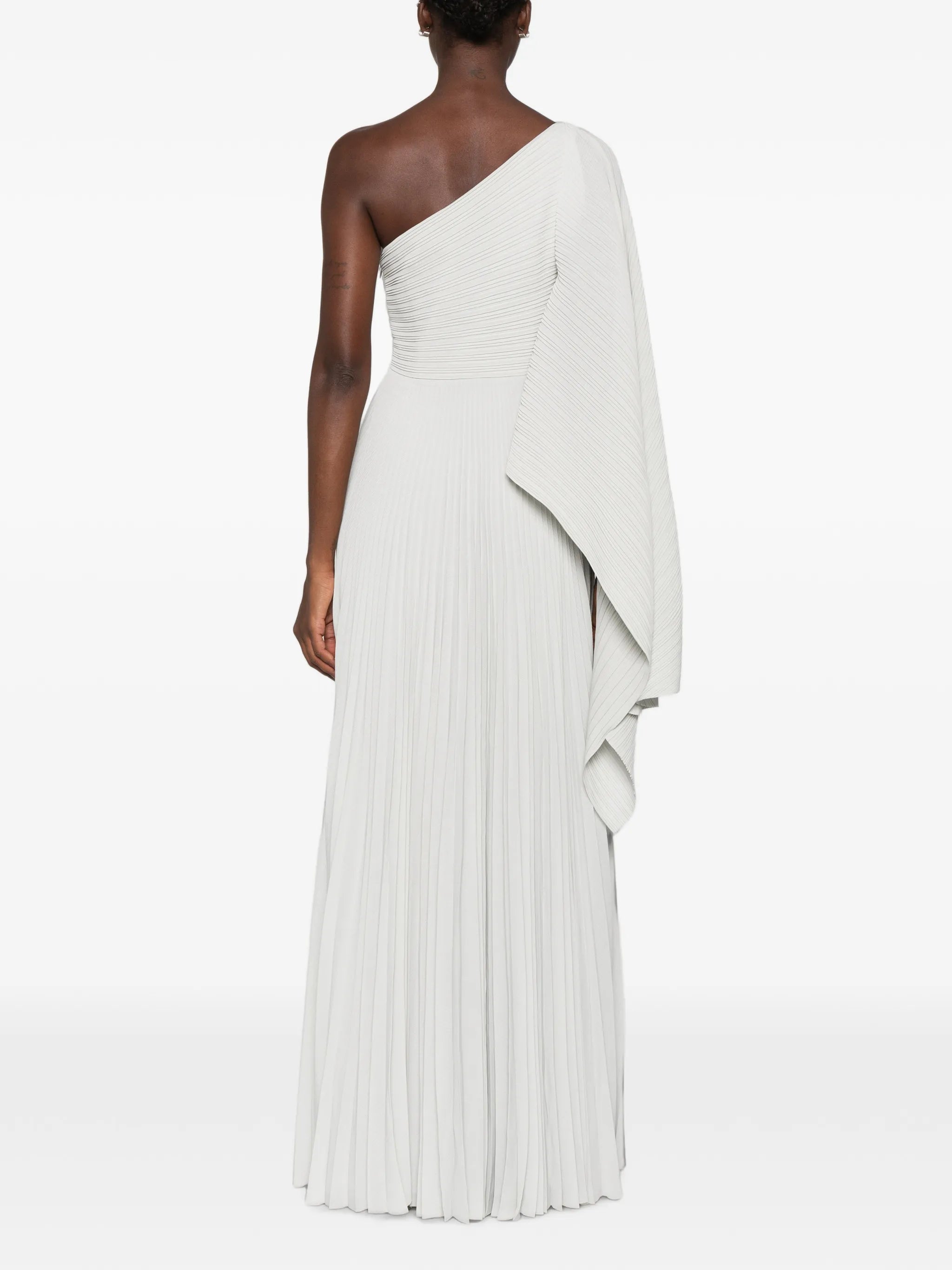 Maci pleated one-shoulder maxi dress