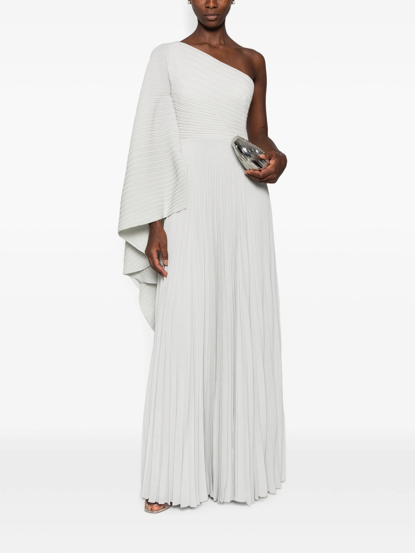 Maci pleated one-shoulder maxi dress