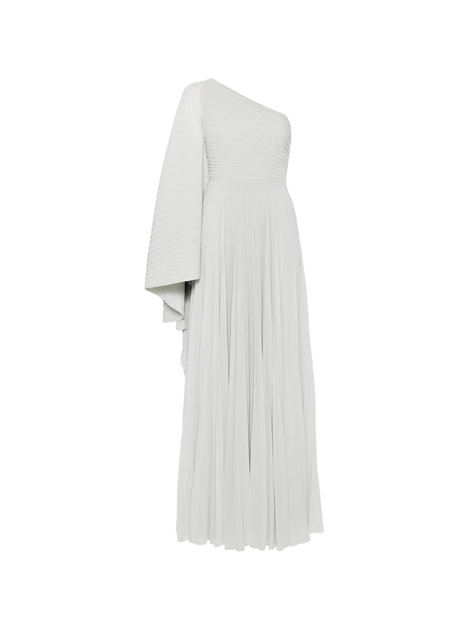 Maci pleated one-shoulder maxi dress