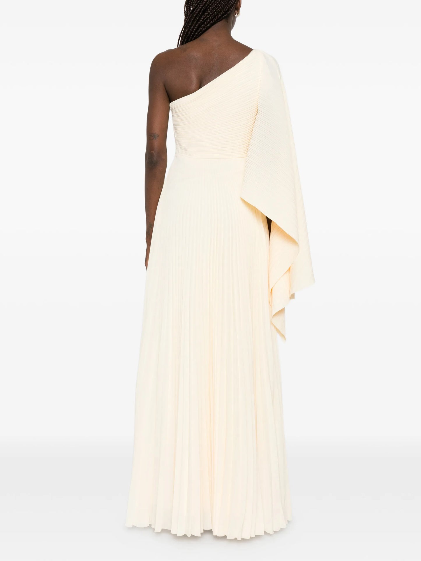 Maci pleated one-shoulder maxi dress