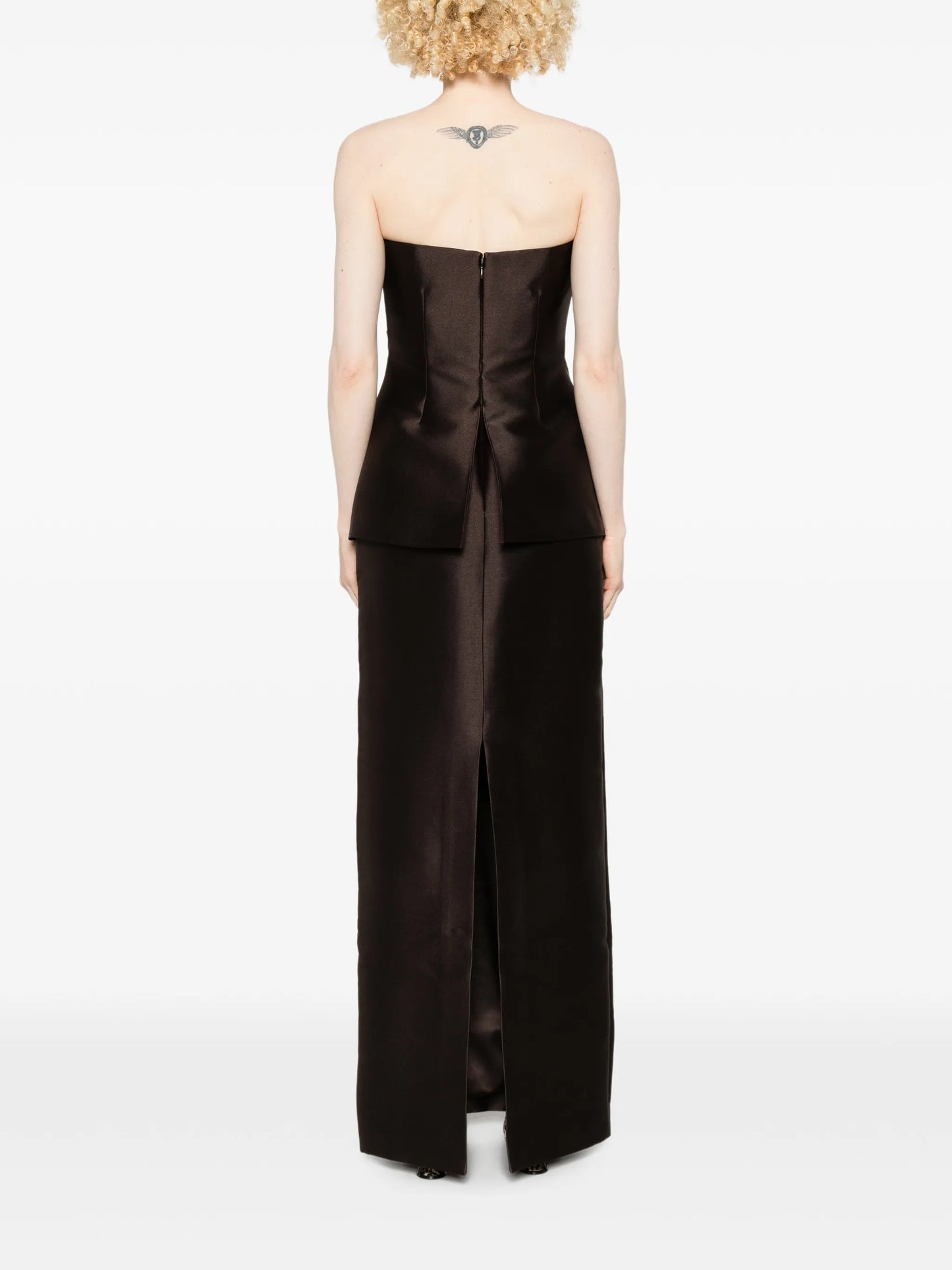 Lucille strapless peplum maxi dress