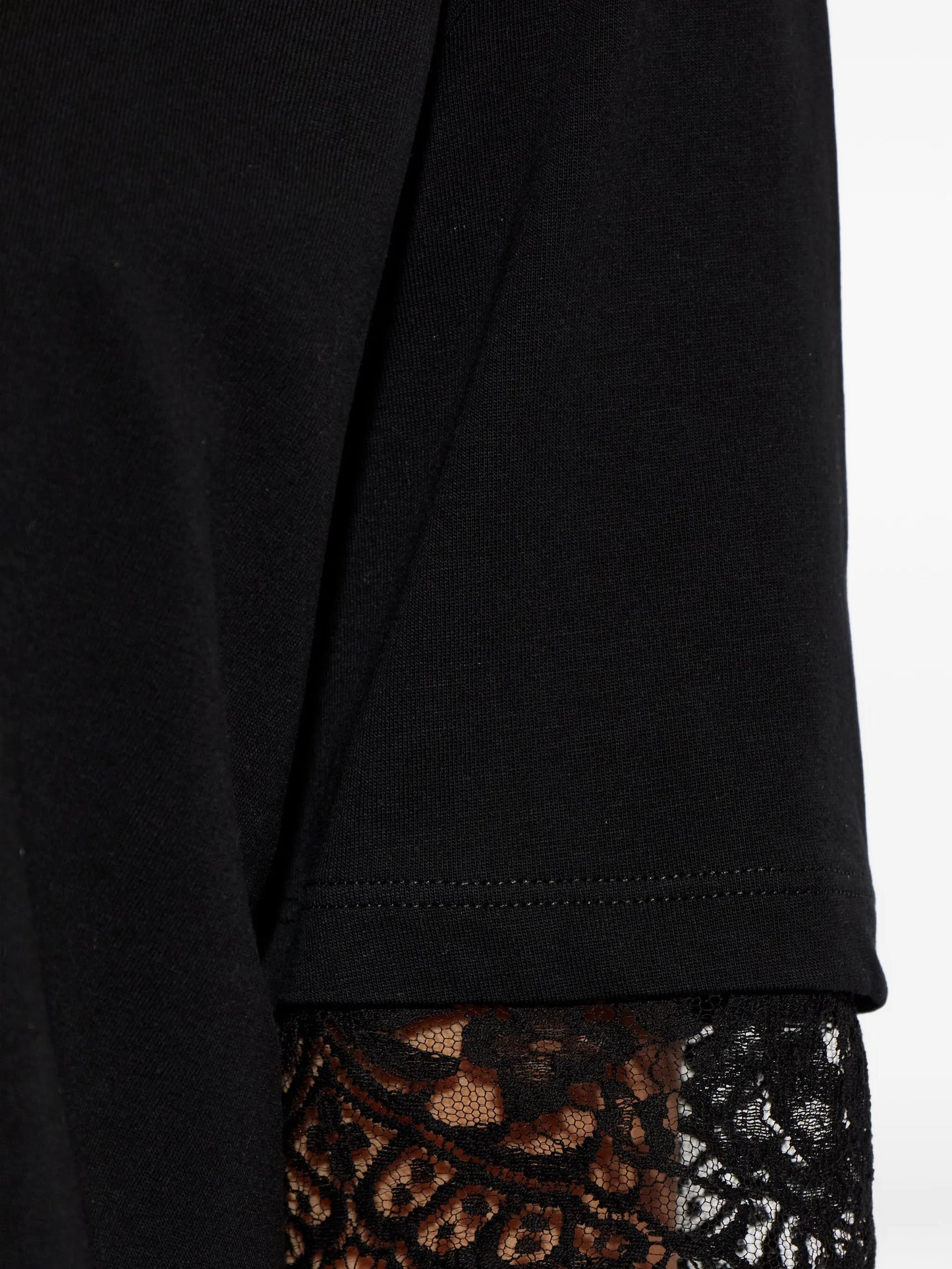 lace-trim short-sleeved T-shirt