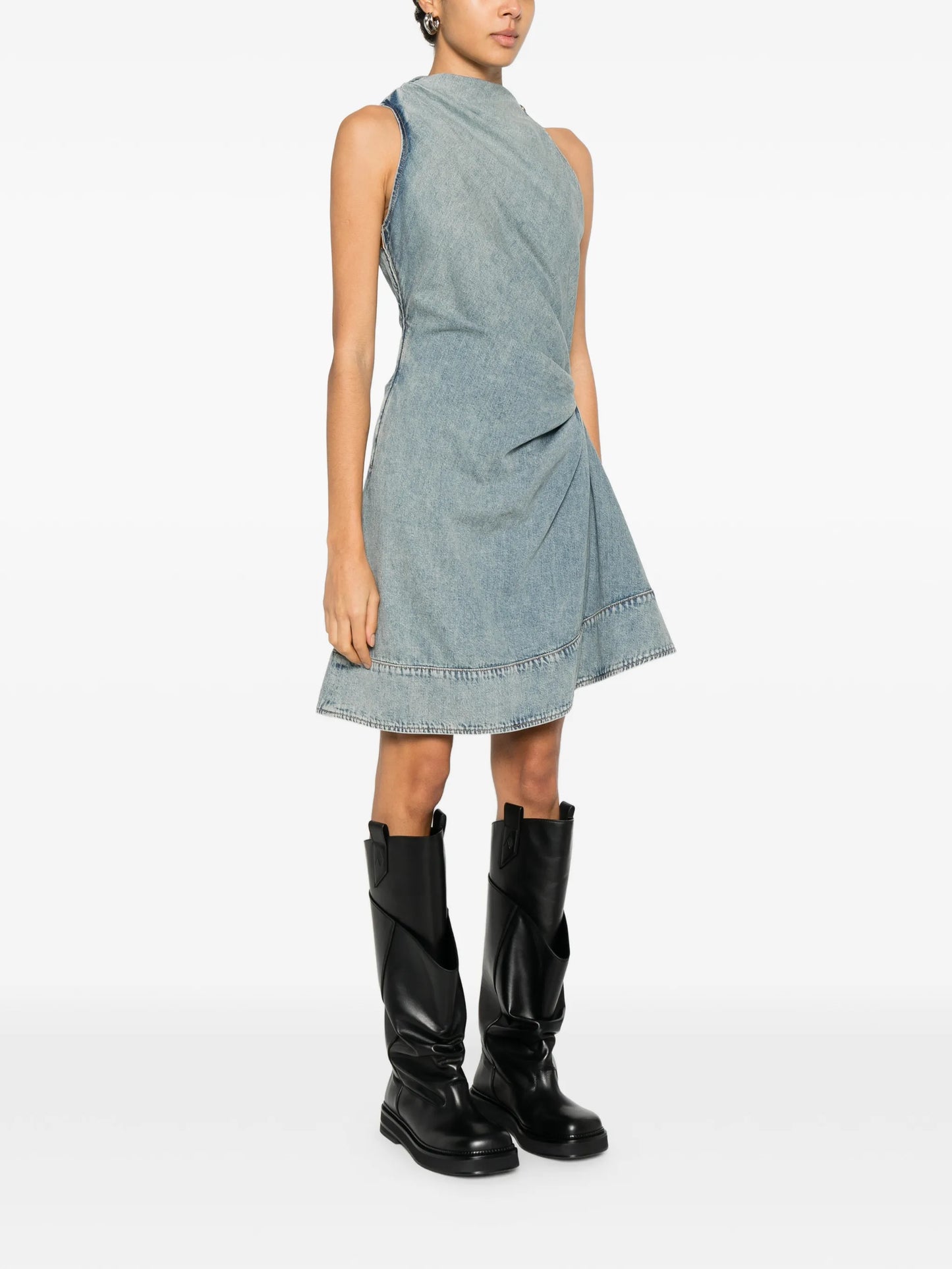 draped sleeveless mini dress