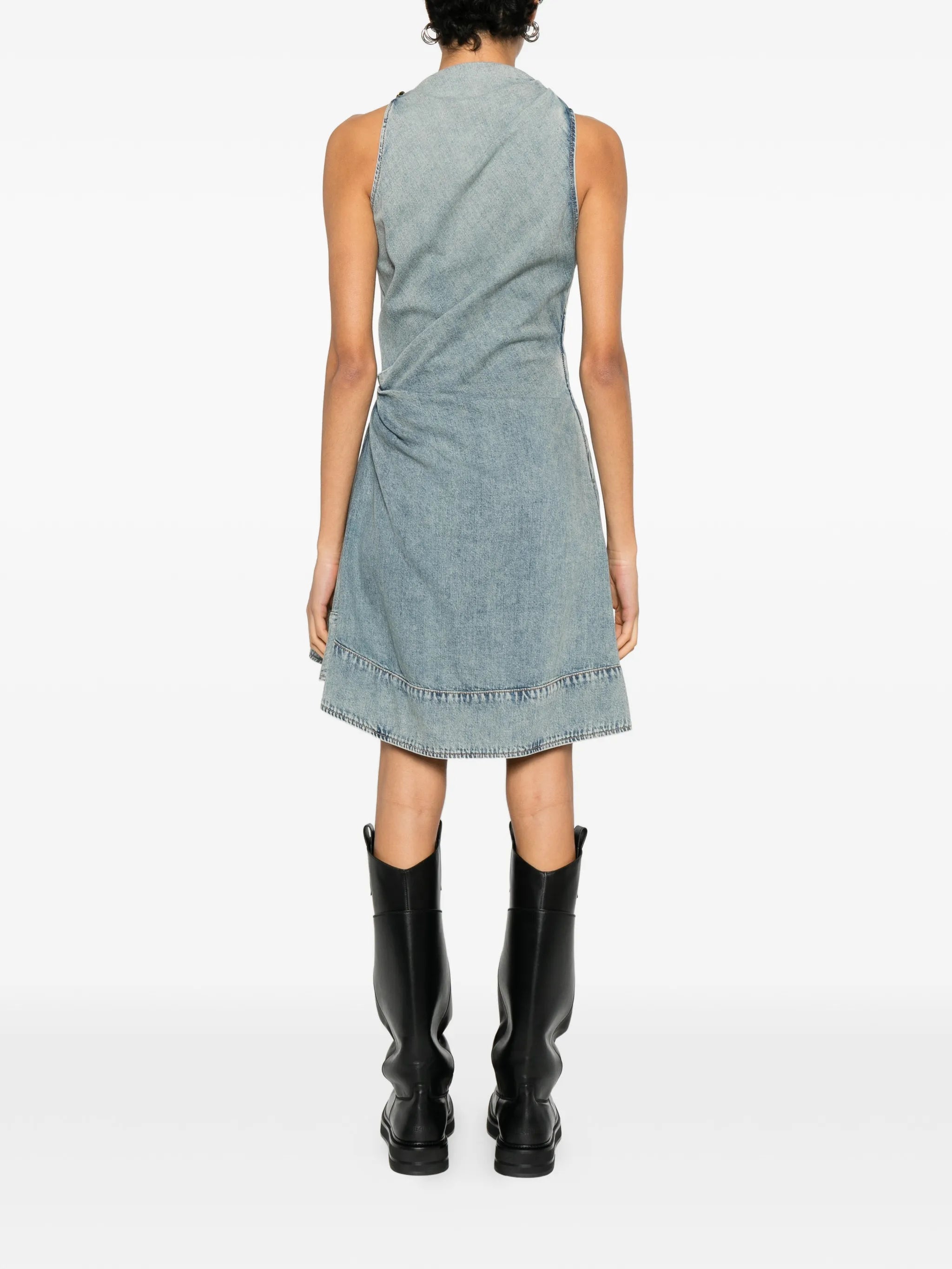 draped sleeveless midi dress