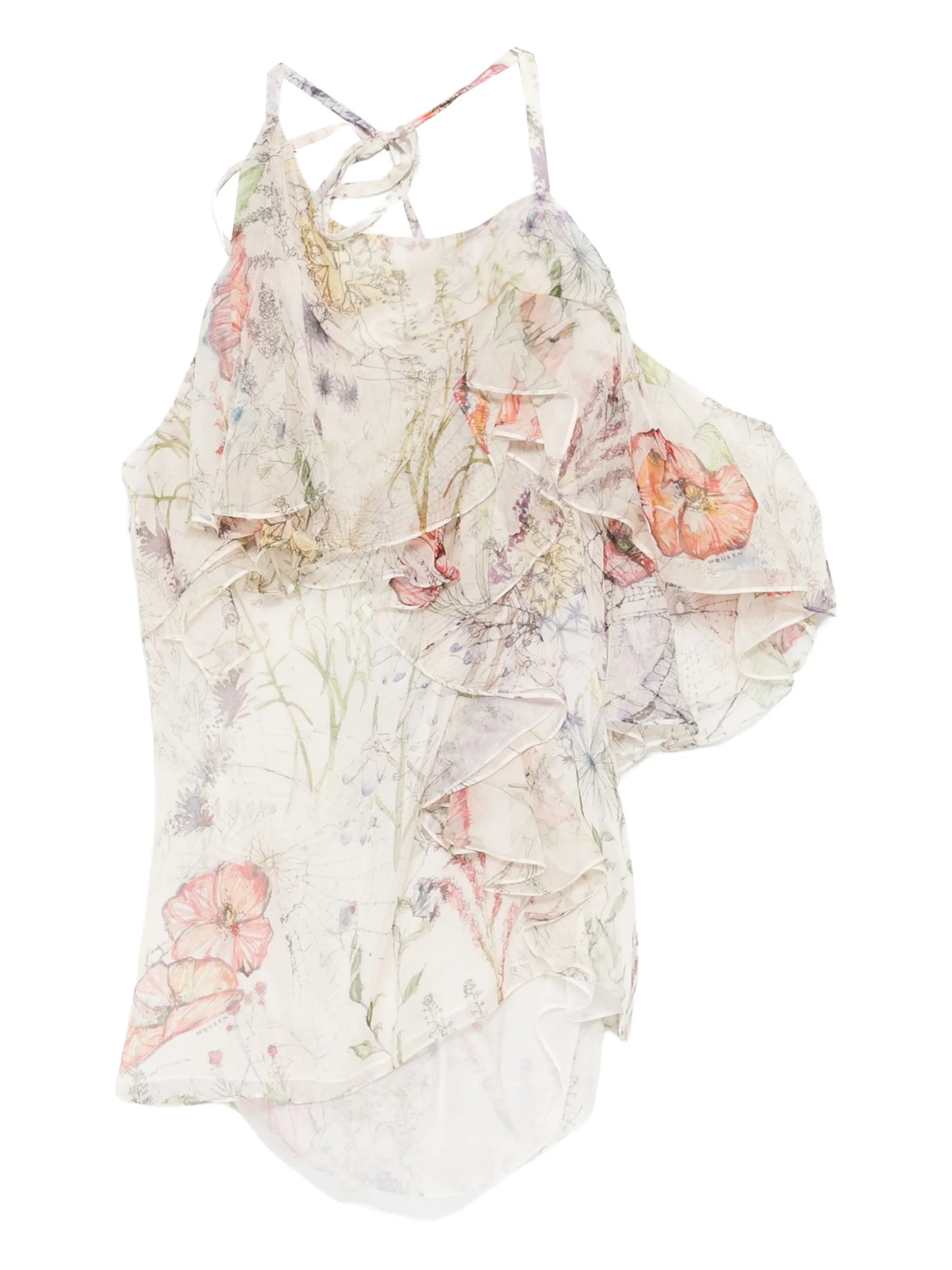 ruffled floral-print top